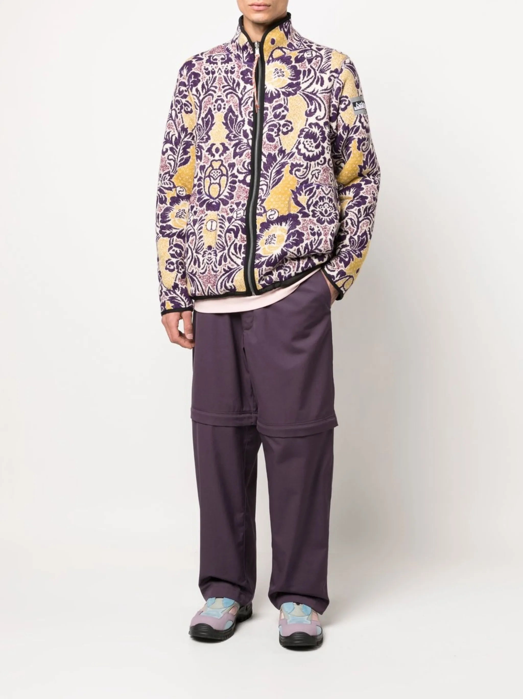 floral-print fleece sweater
