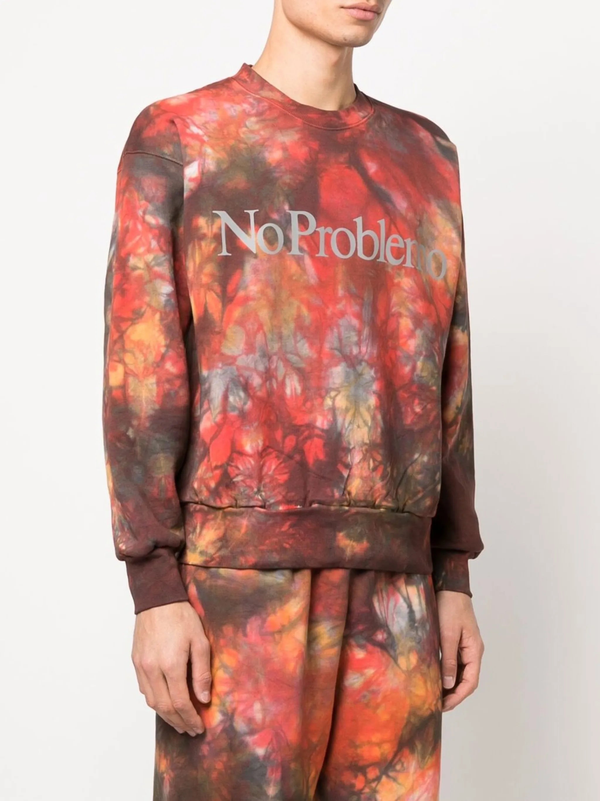 tie-dye print crew neck jumper