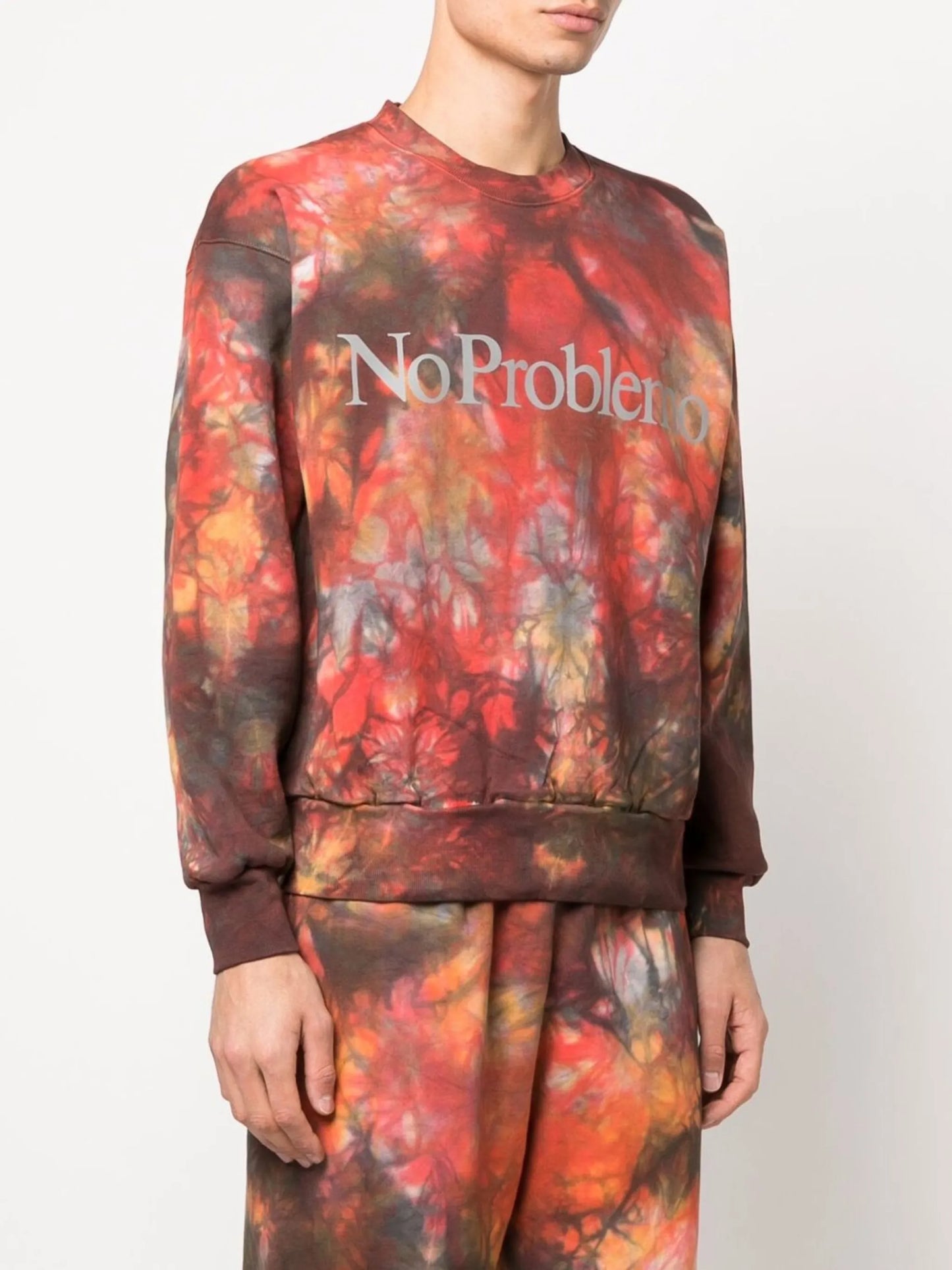 tie-dye print crew neck jumper