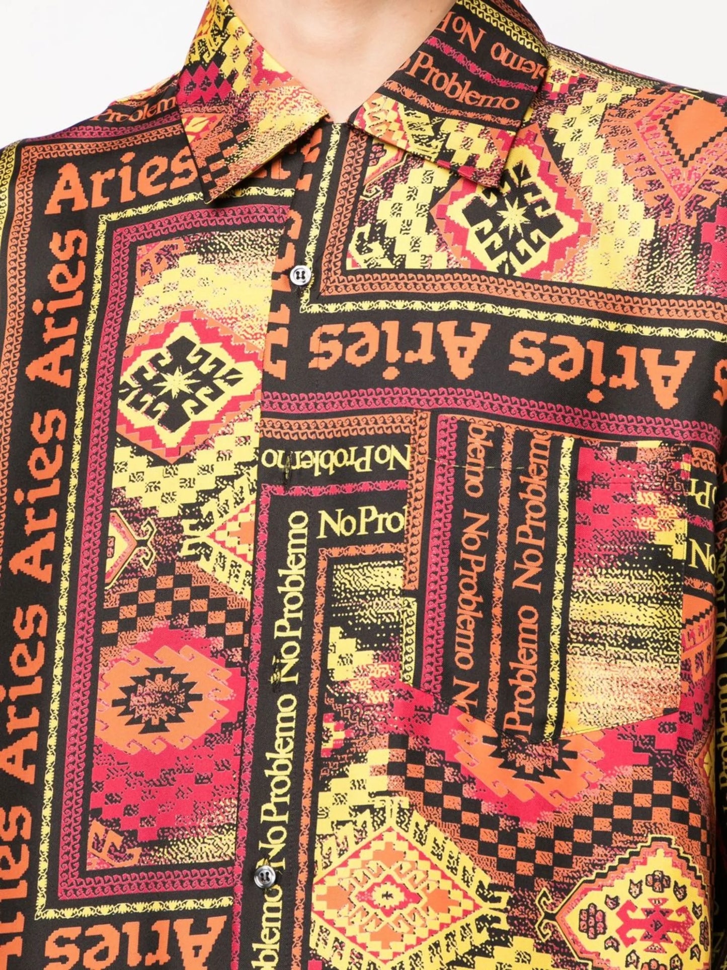 scarf-print silk shirt