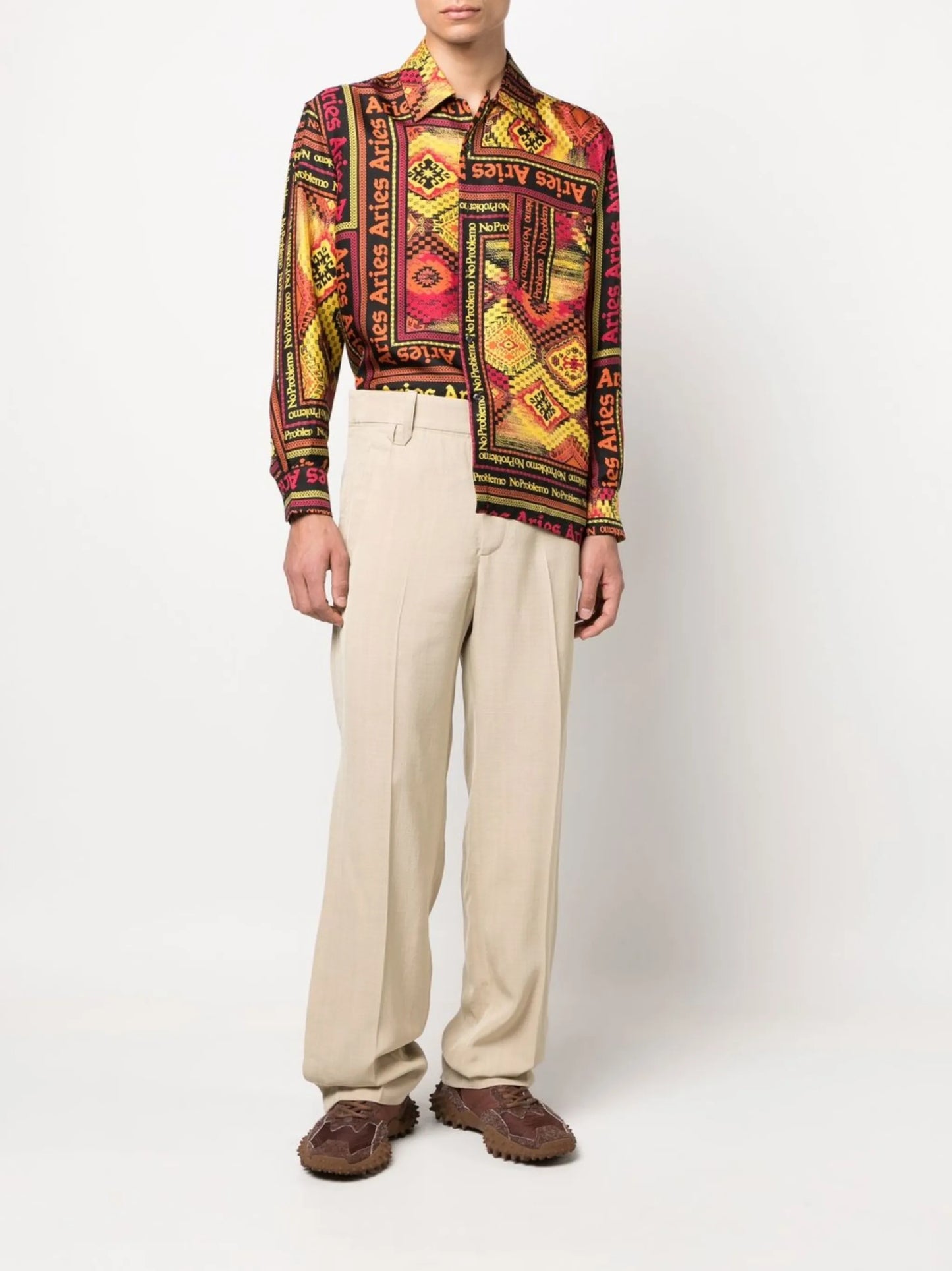 scarf-print silk shirt