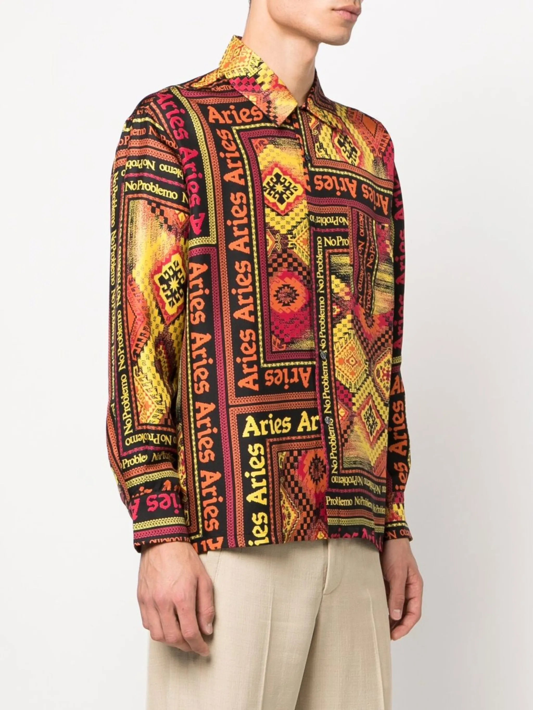 scarf-print silk shirt