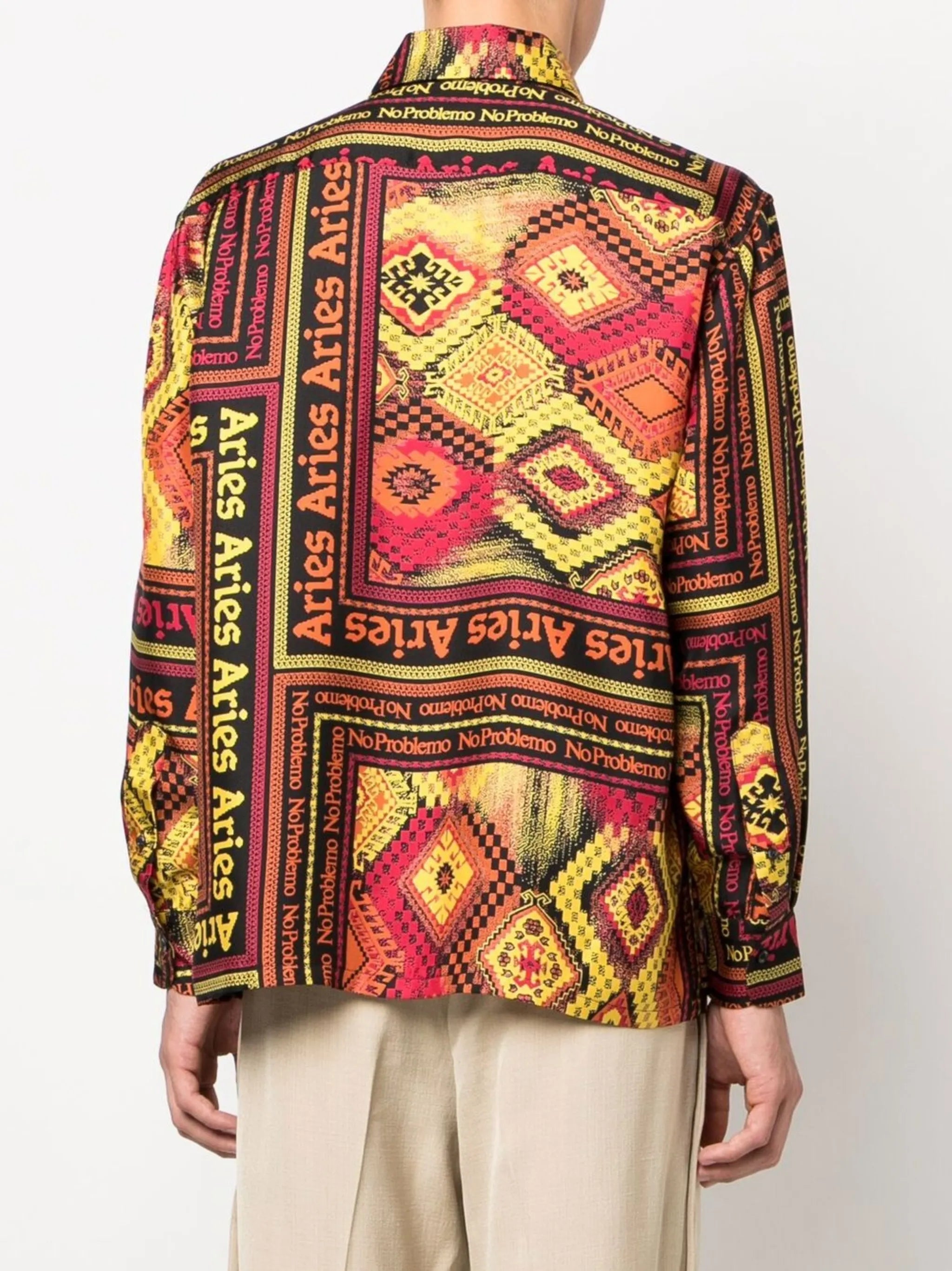 scarf-print silk shirt