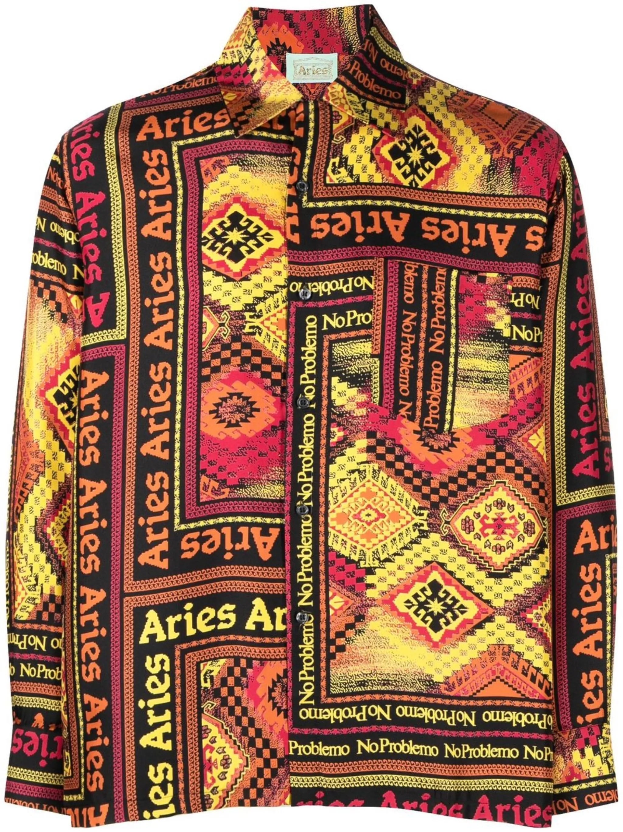 scarf-print silk shirt