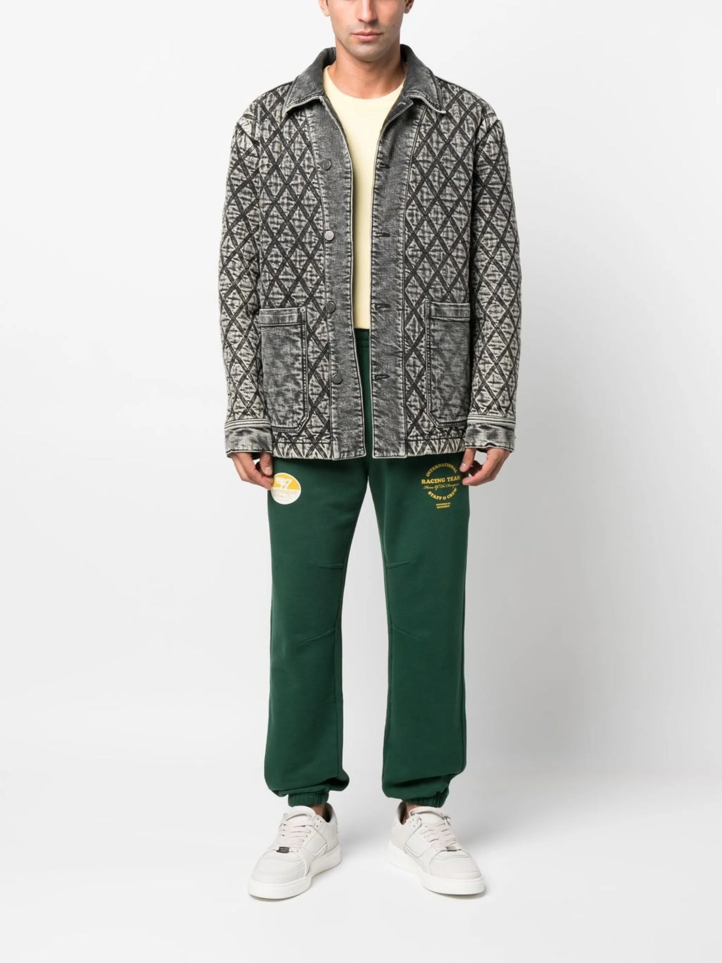 text-print track pants