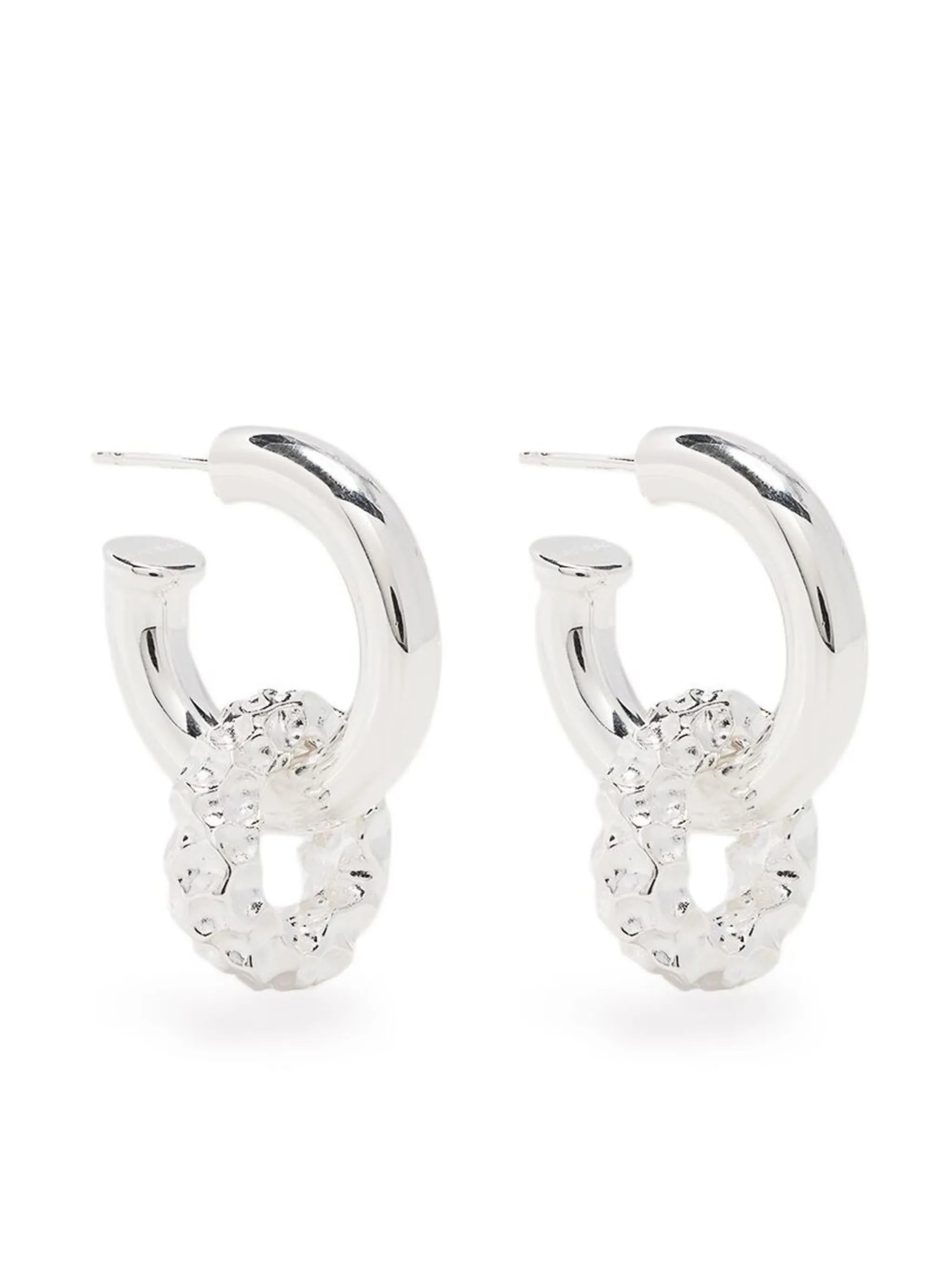 hammered drop hoop earrings