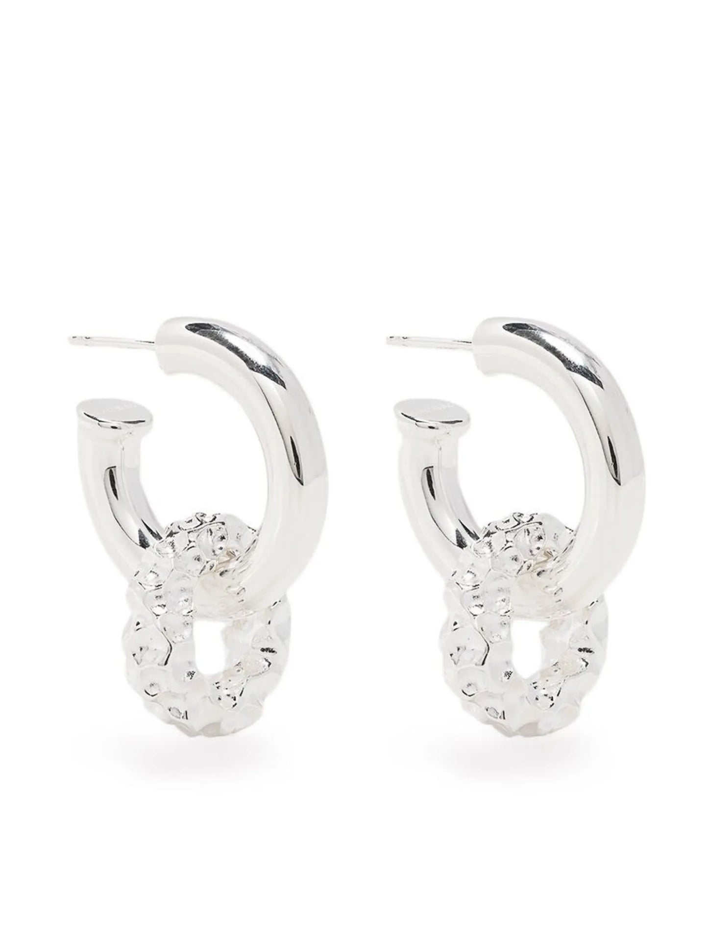 hammered drop hoop earrings