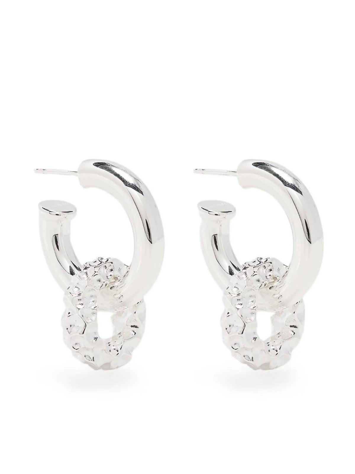 hammered drop hoop earrings