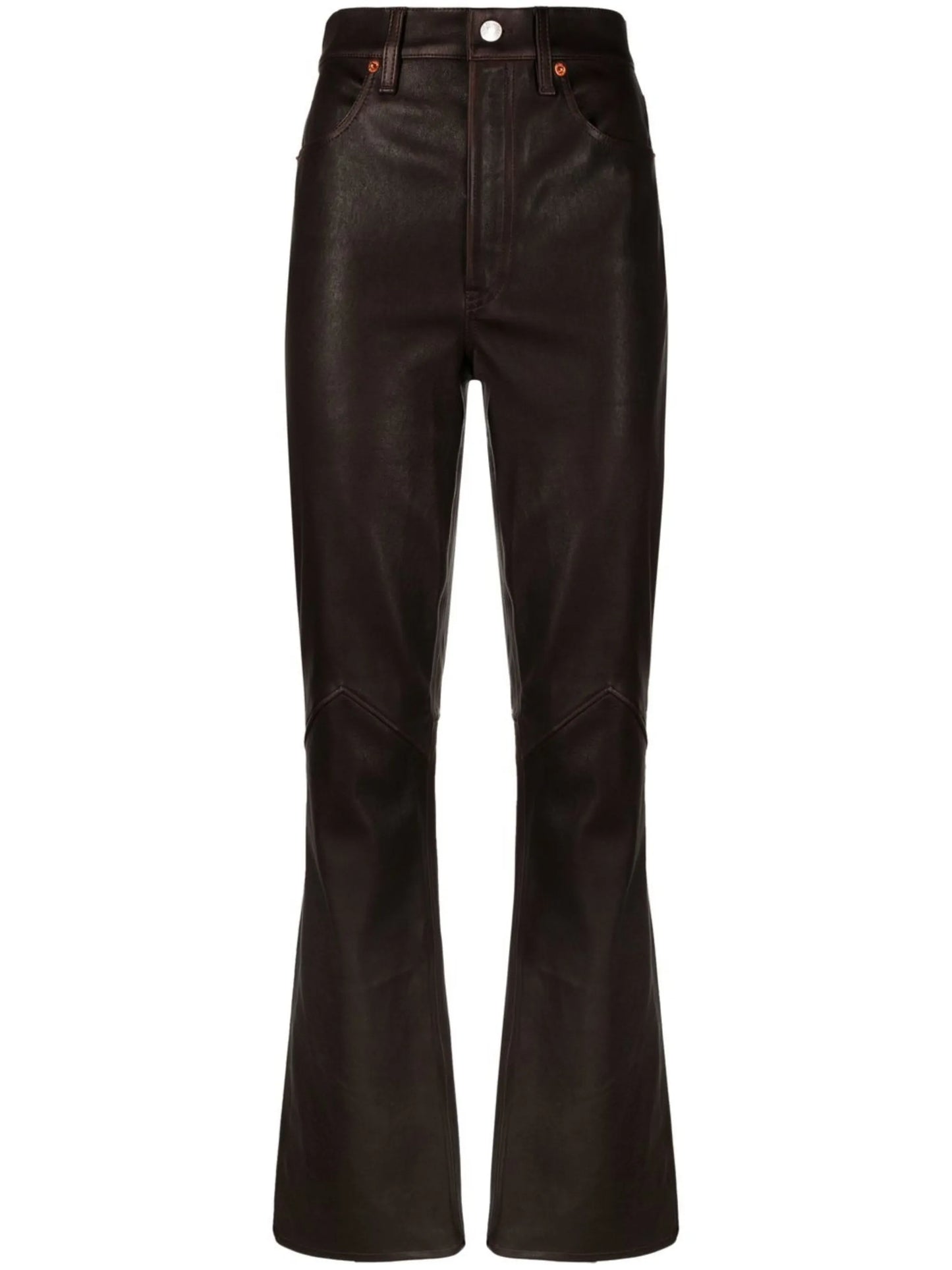 high-waisted flared trousers