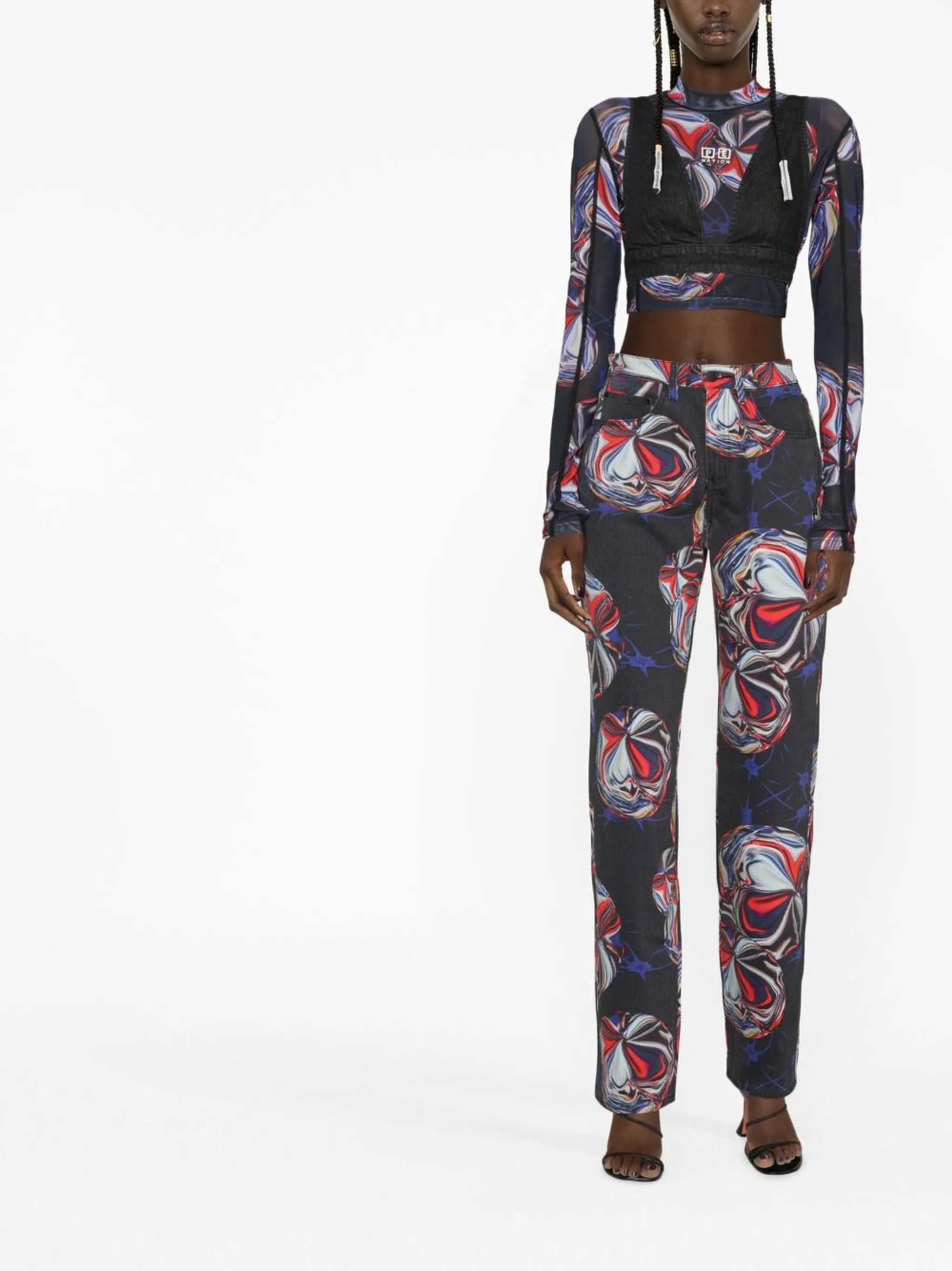 x P.E Nation swirl-print top