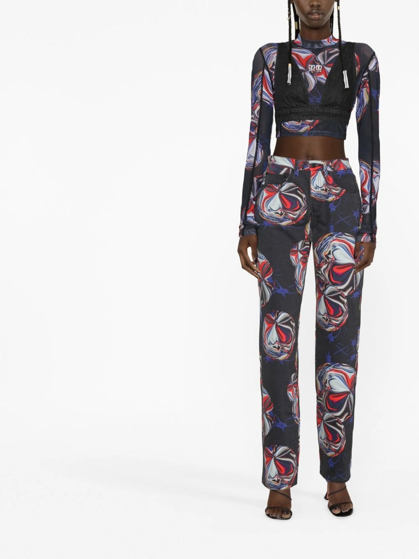x P.E Nation swirl-print top