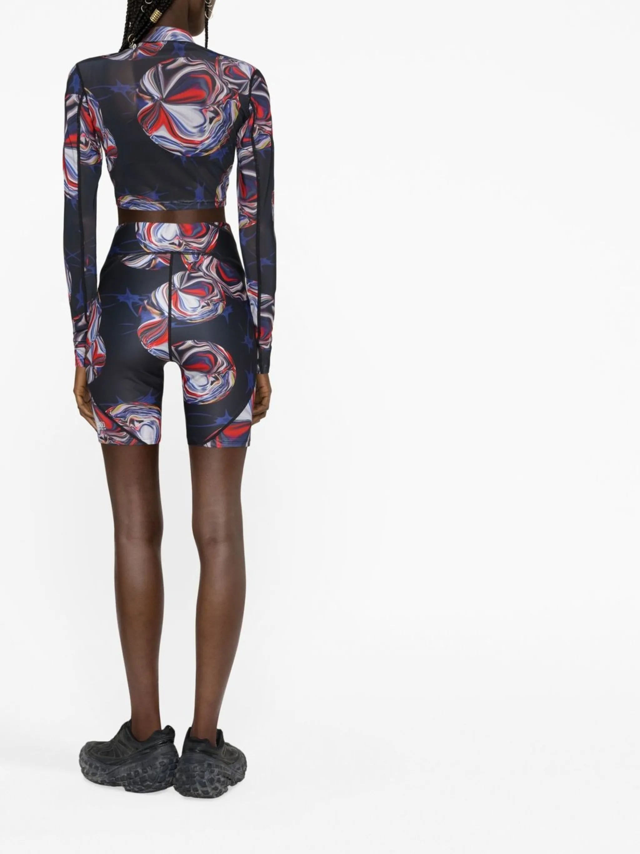 x P.E Nation warped-print top