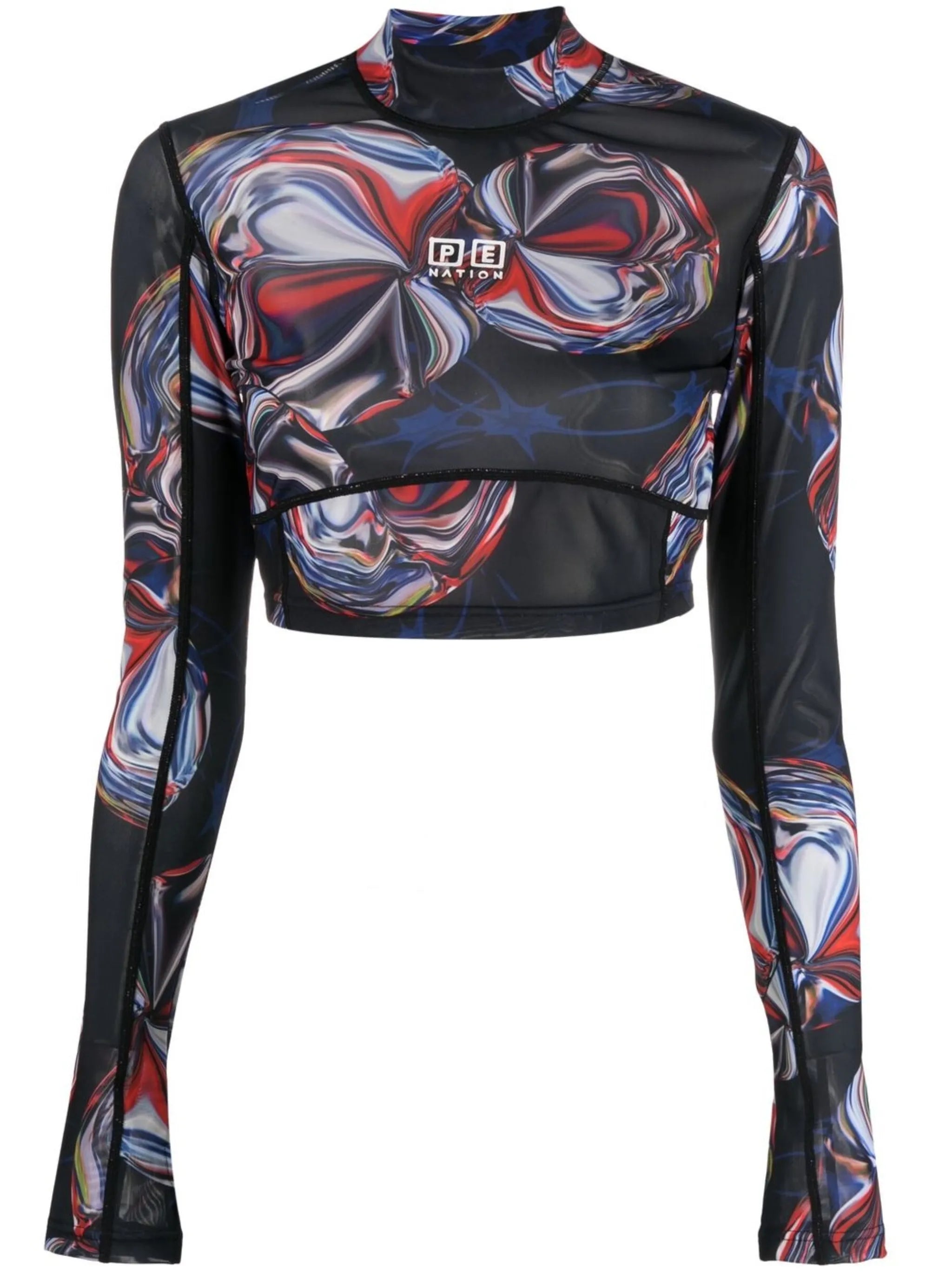 x P.E Nation warped-print top