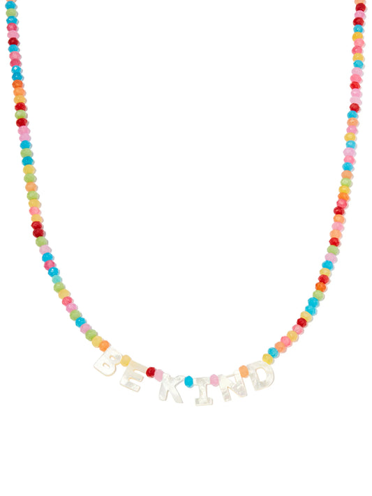 9kt yellow gold First Be Kind multi-stone necklace
