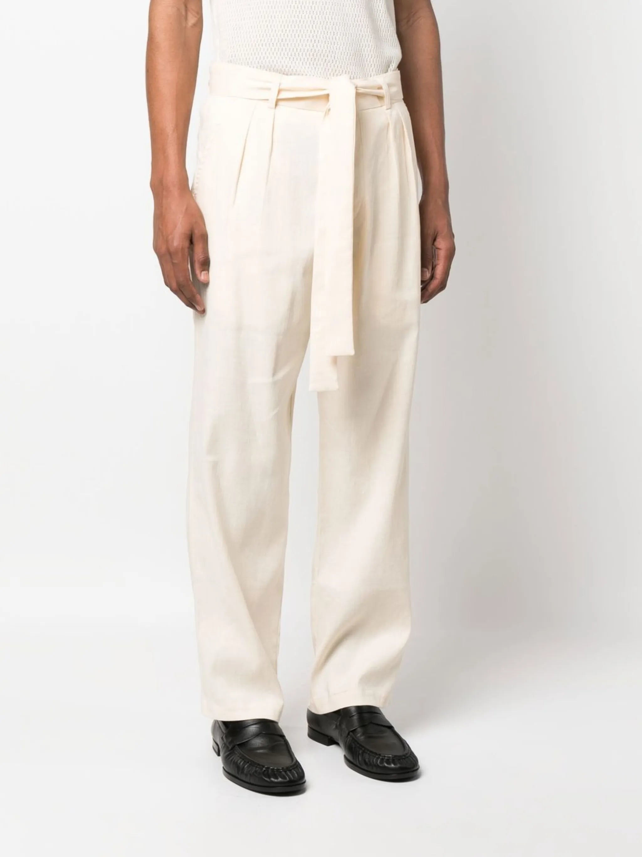 tied-waist wide-leg trousers