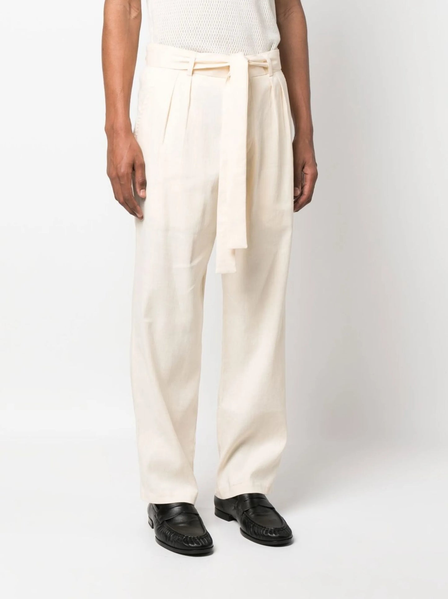 tied-waist wide-leg trousers
