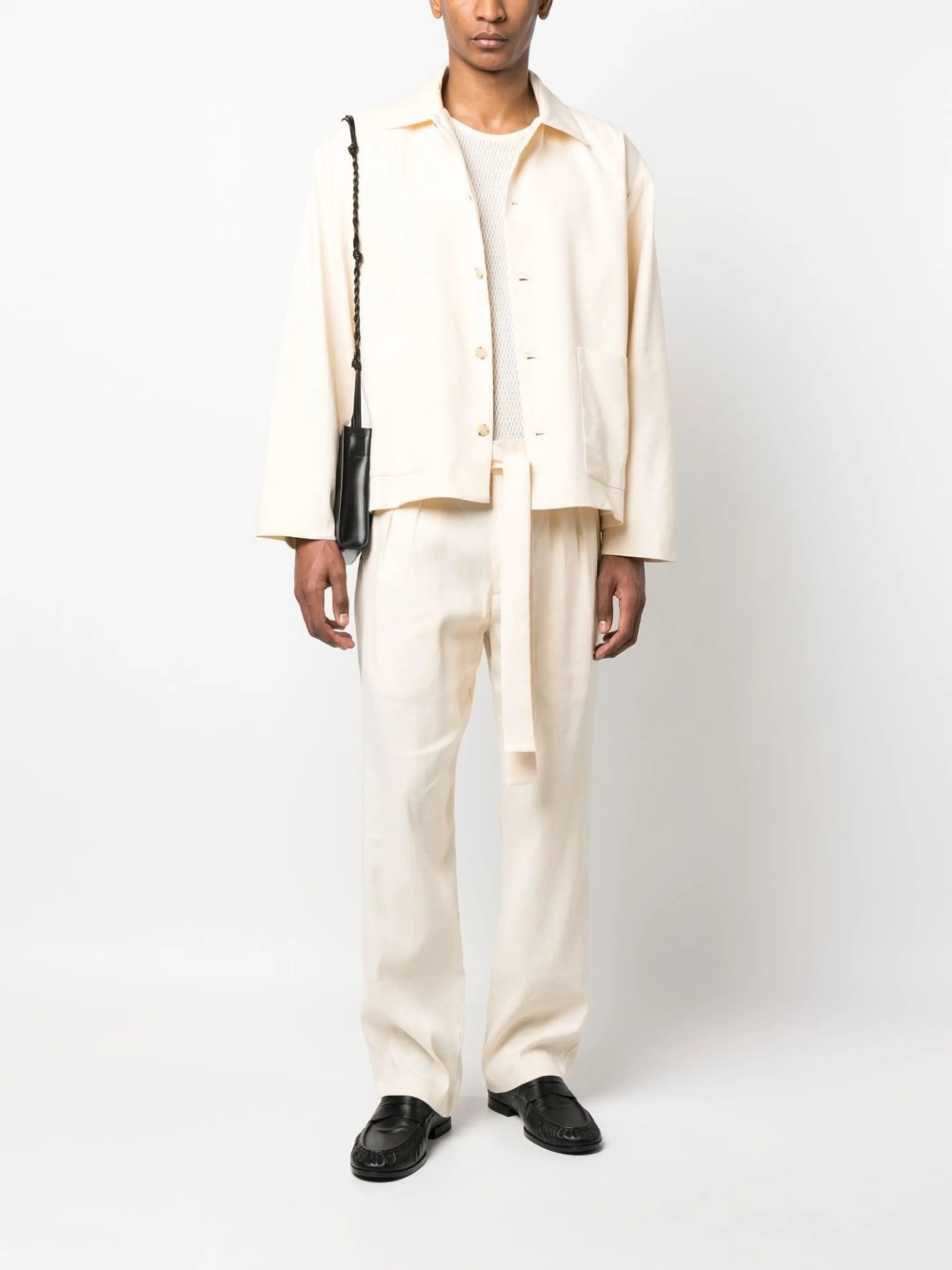 tied-waist wide-leg trousers