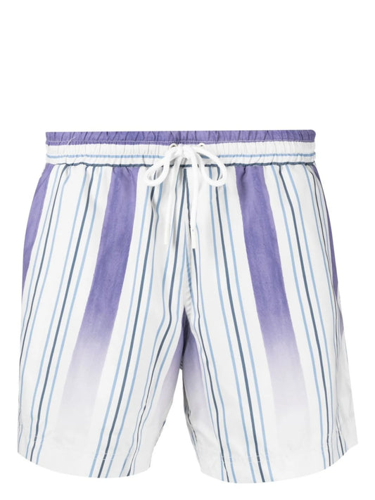 faded-stripe swim shorts