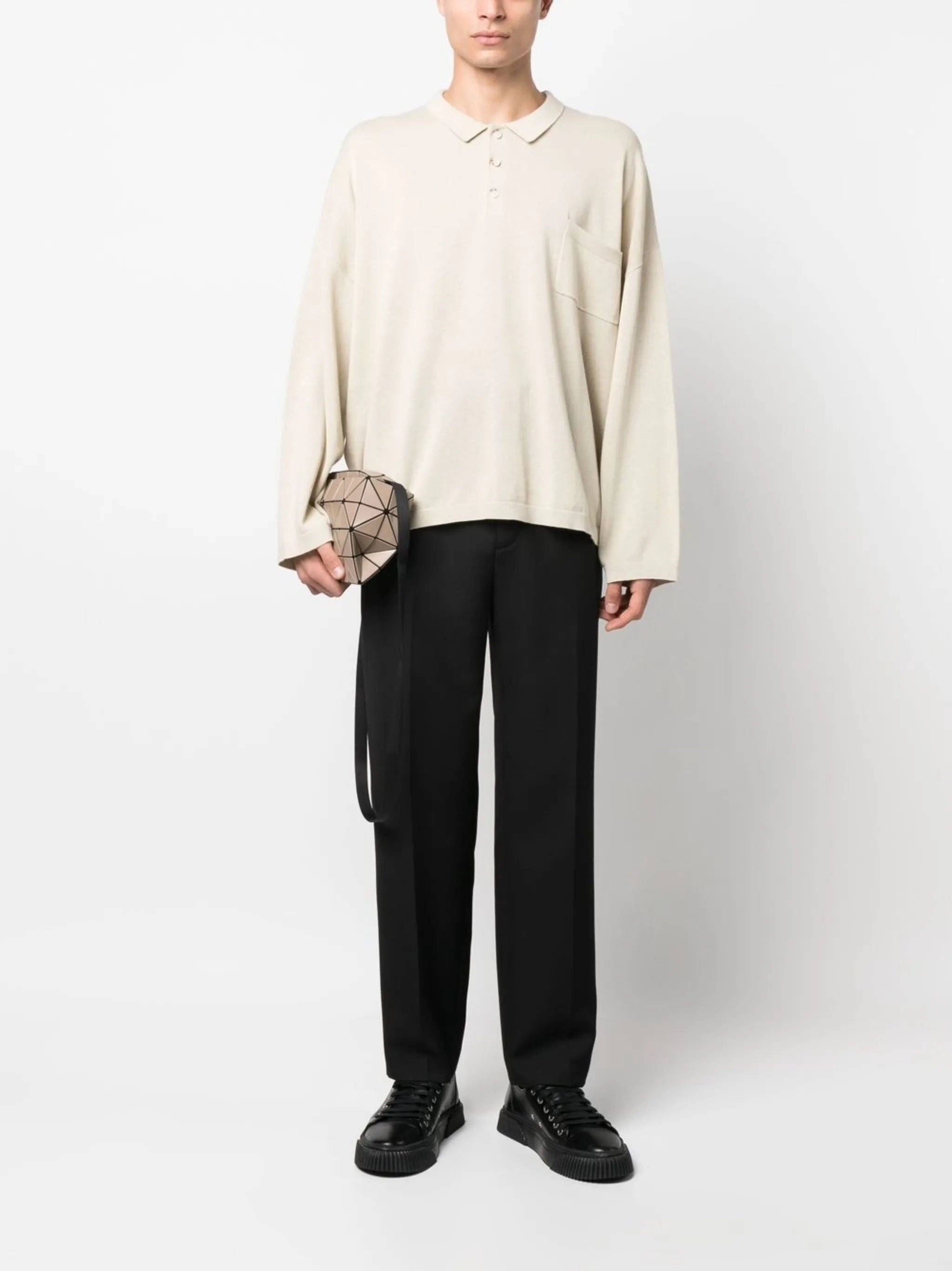 long-sleeved pocket polo shirt