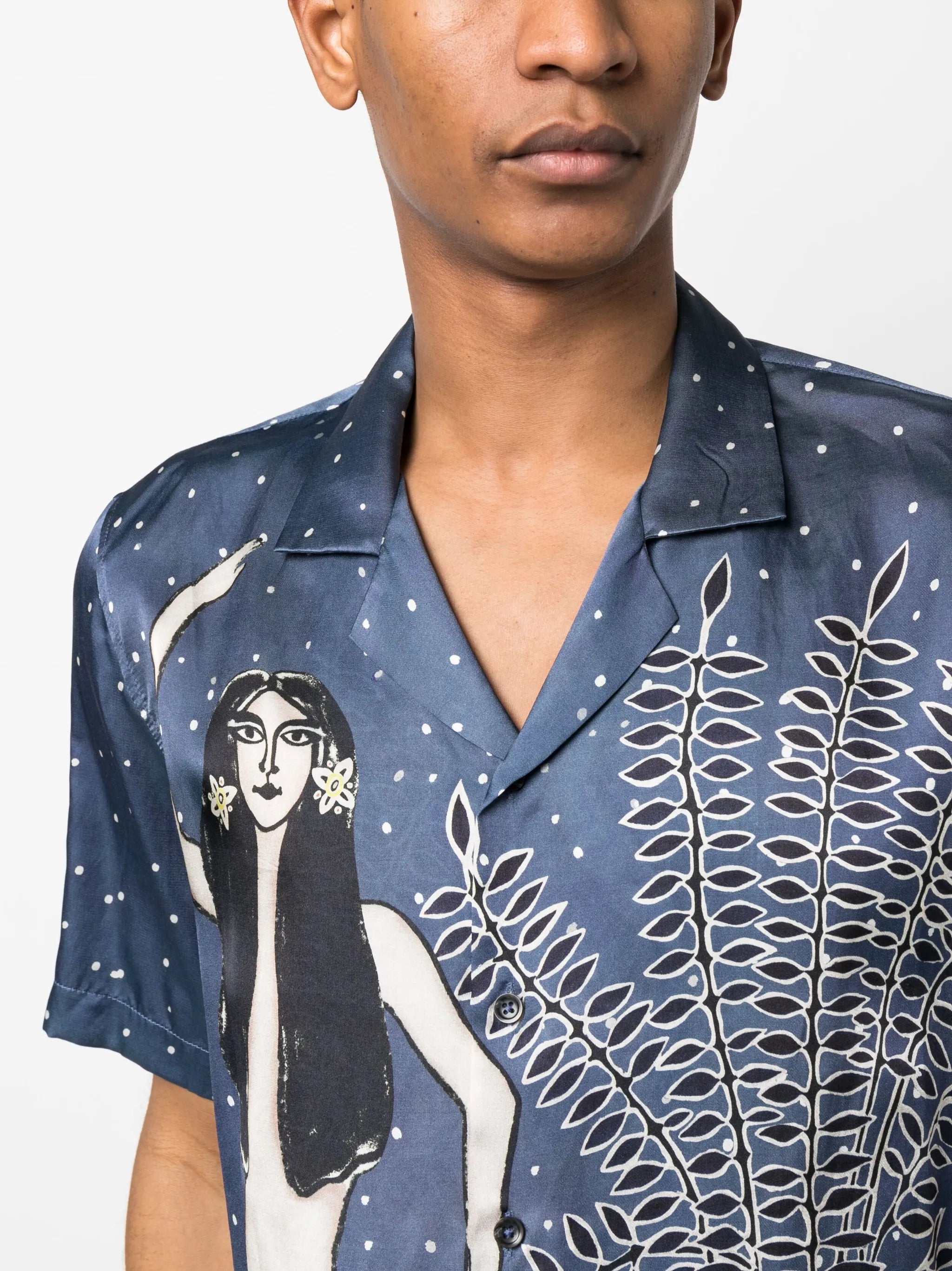 painterly print short-sleeve shirt