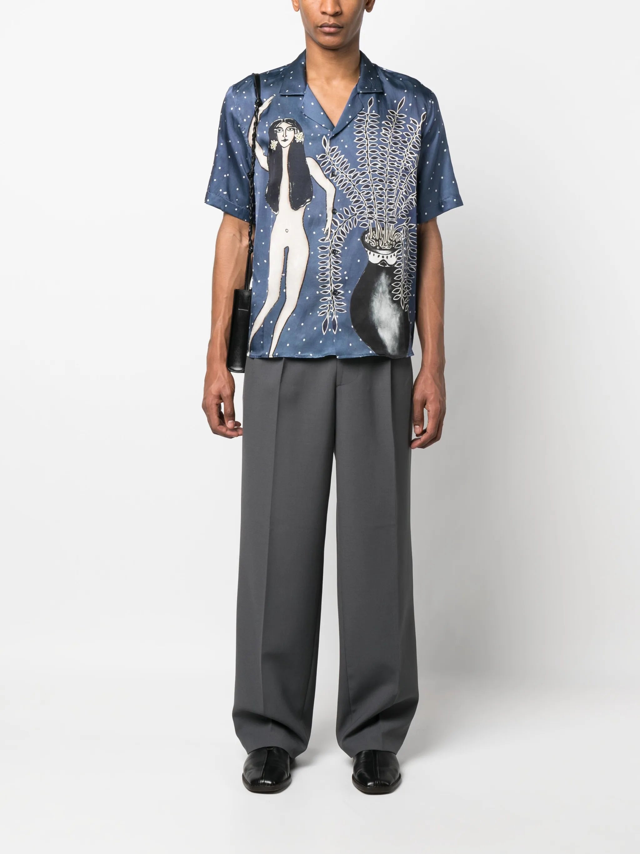 painterly print short-sleeve shirt