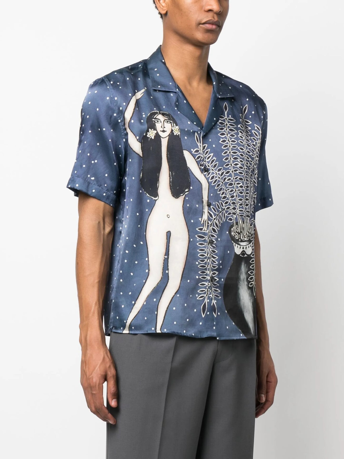 painterly print short-sleeve shirt