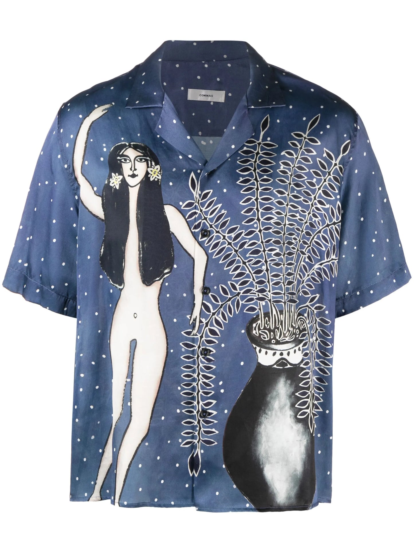 painterly print short-sleeve shirt