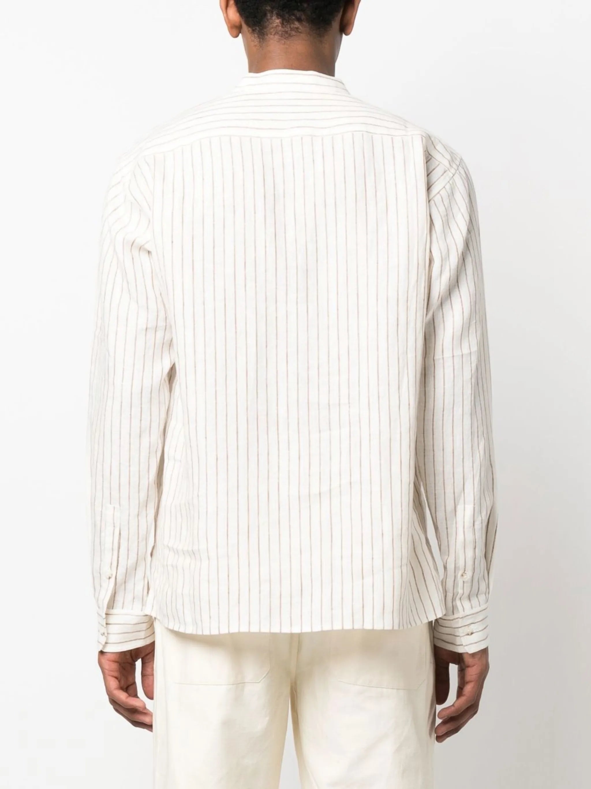 round-collar striped shirt