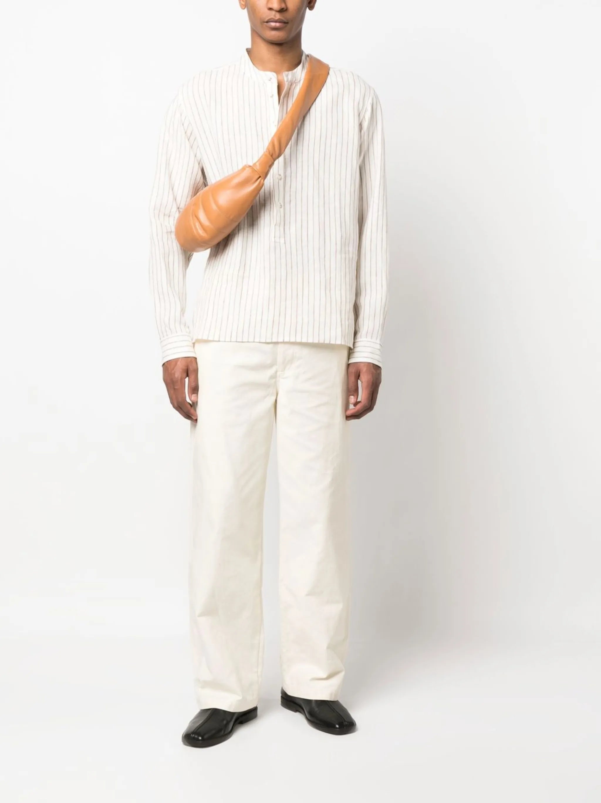 round-collar striped shirt