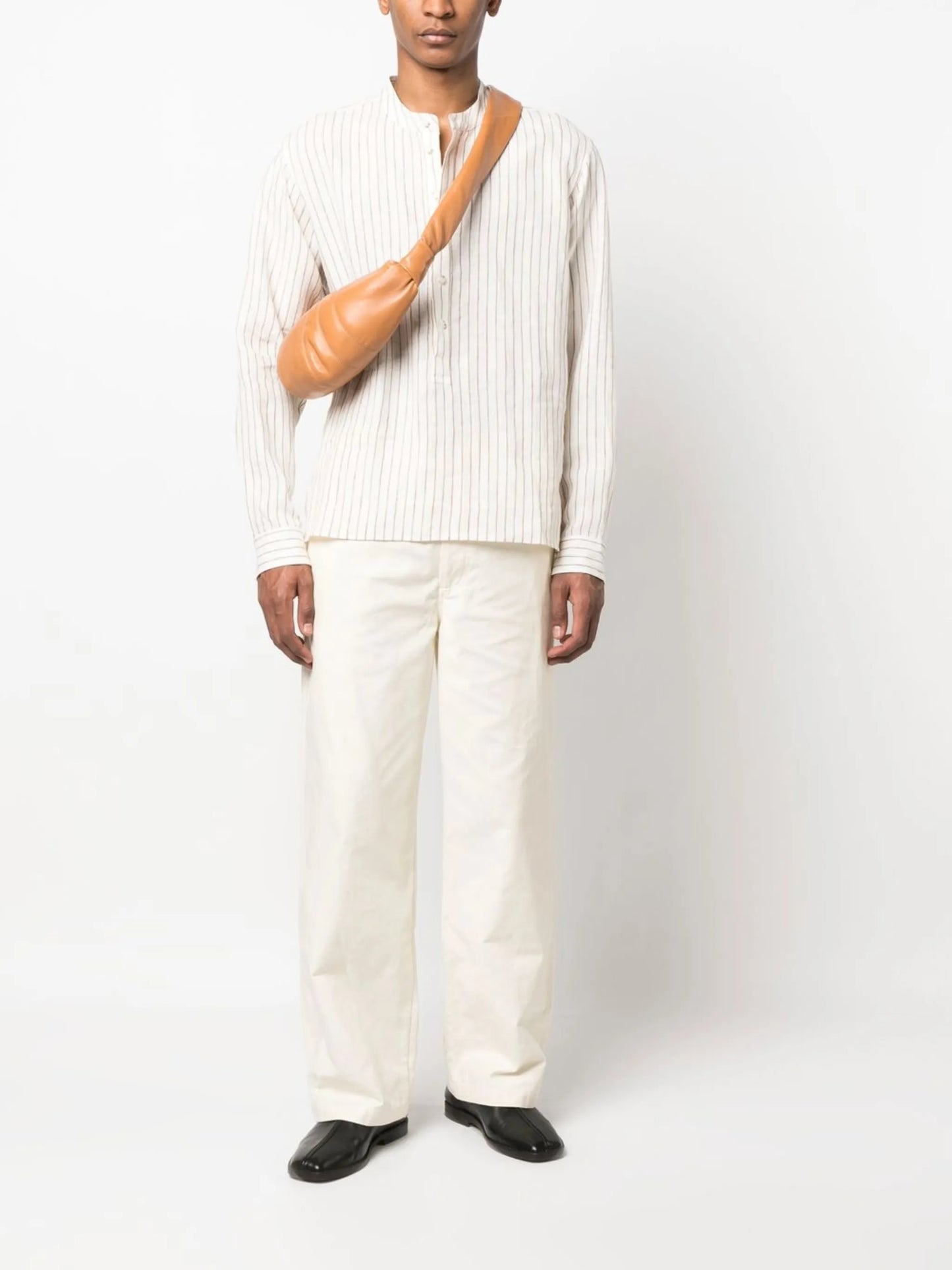 round-collar striped shirt
