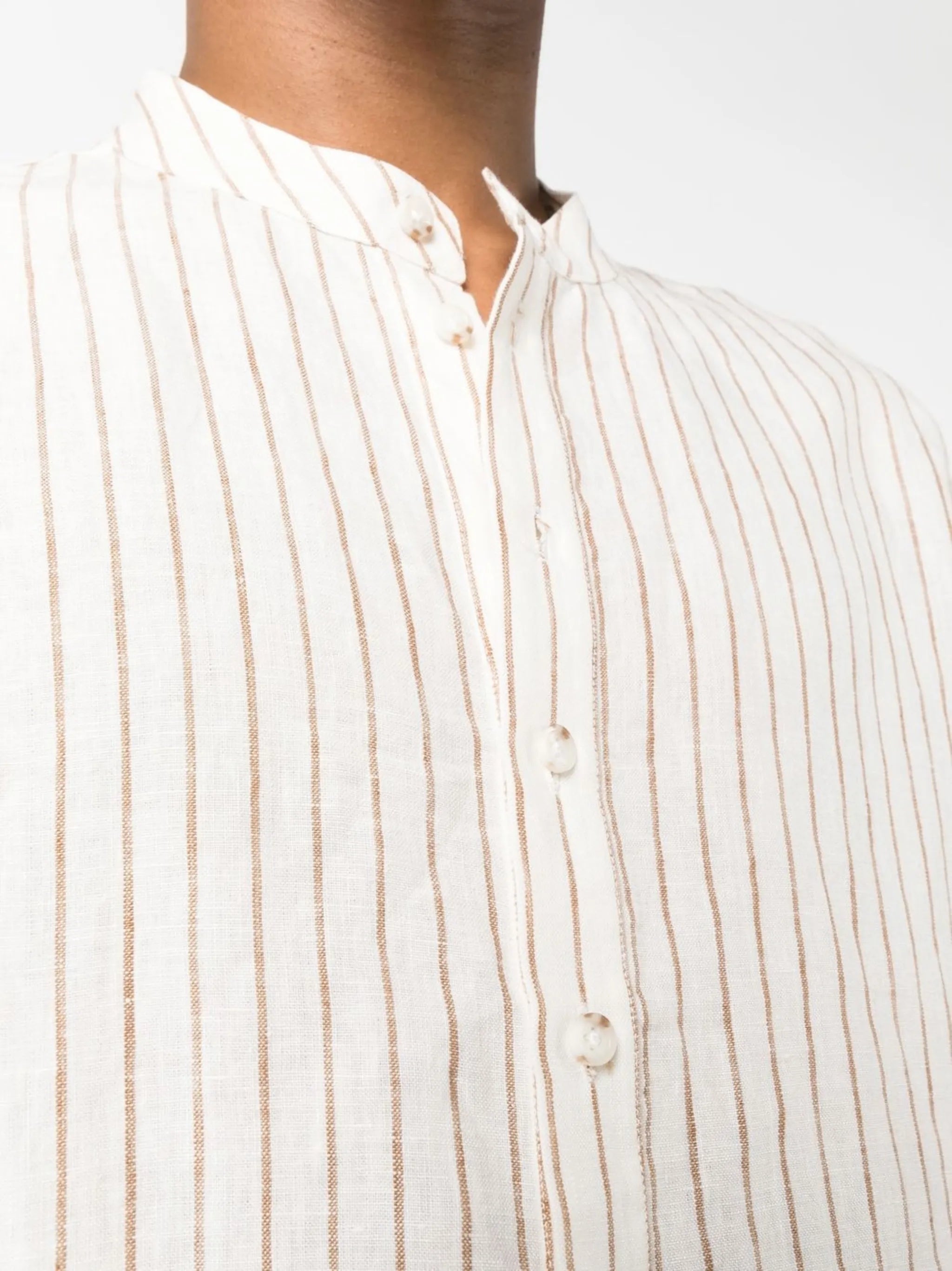 round-collar striped shirt
