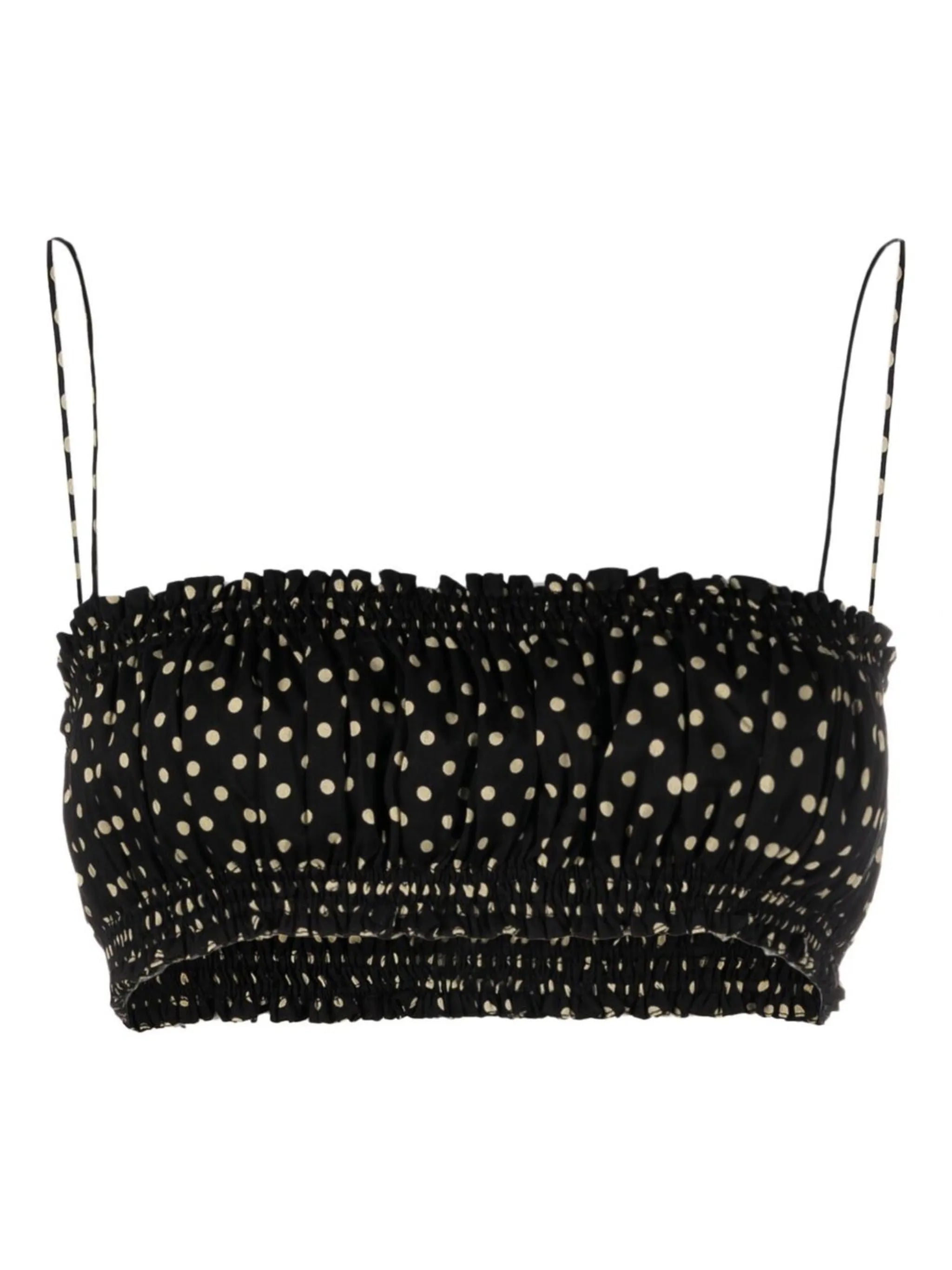 polka dot shirred cropped top