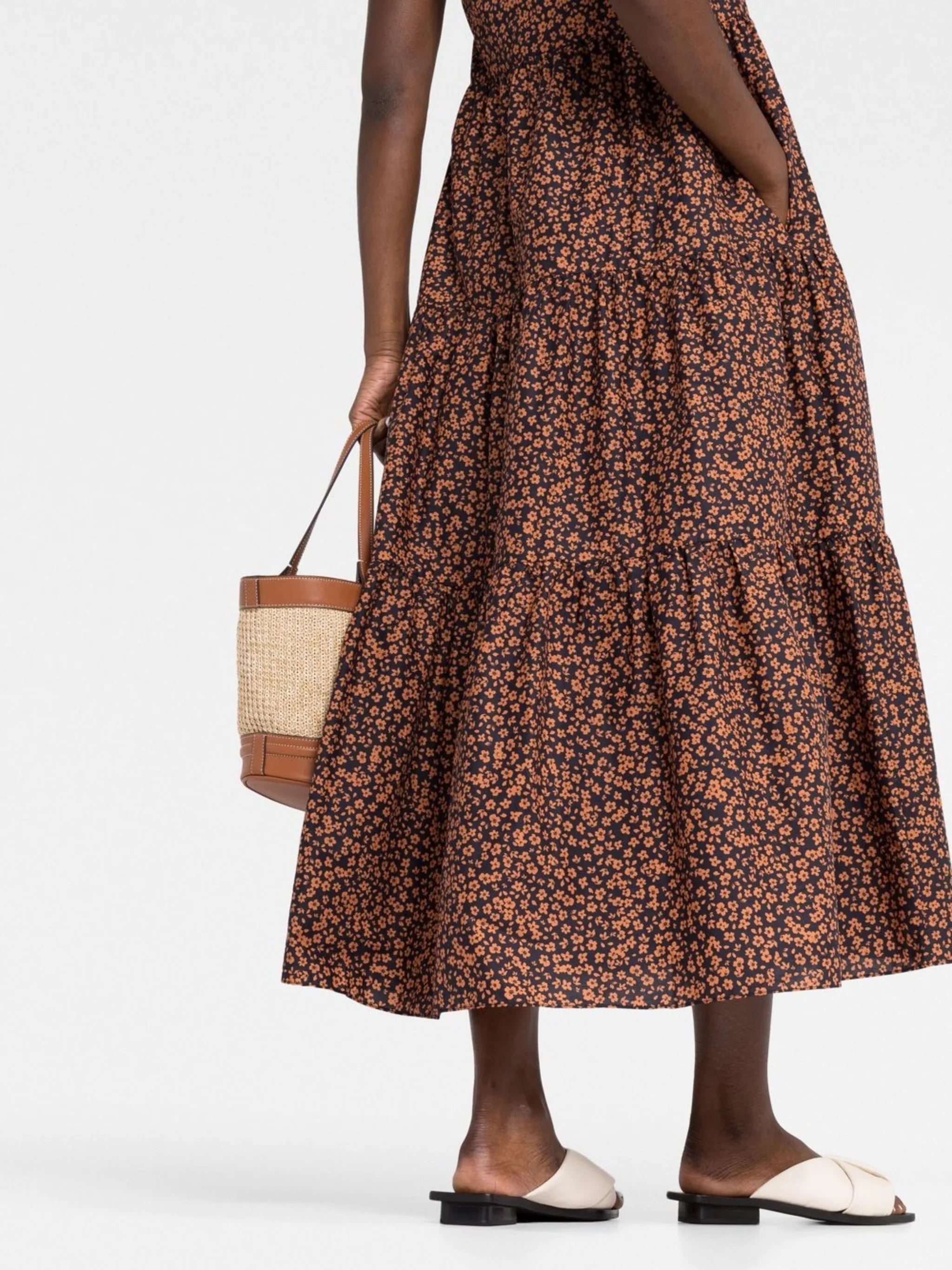 square-neck graphic-print dress