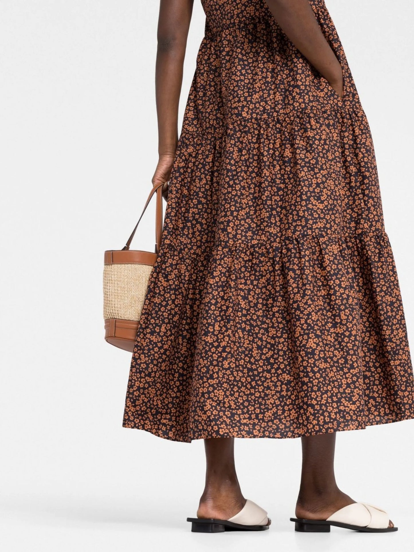 square-neck graphic-print dress