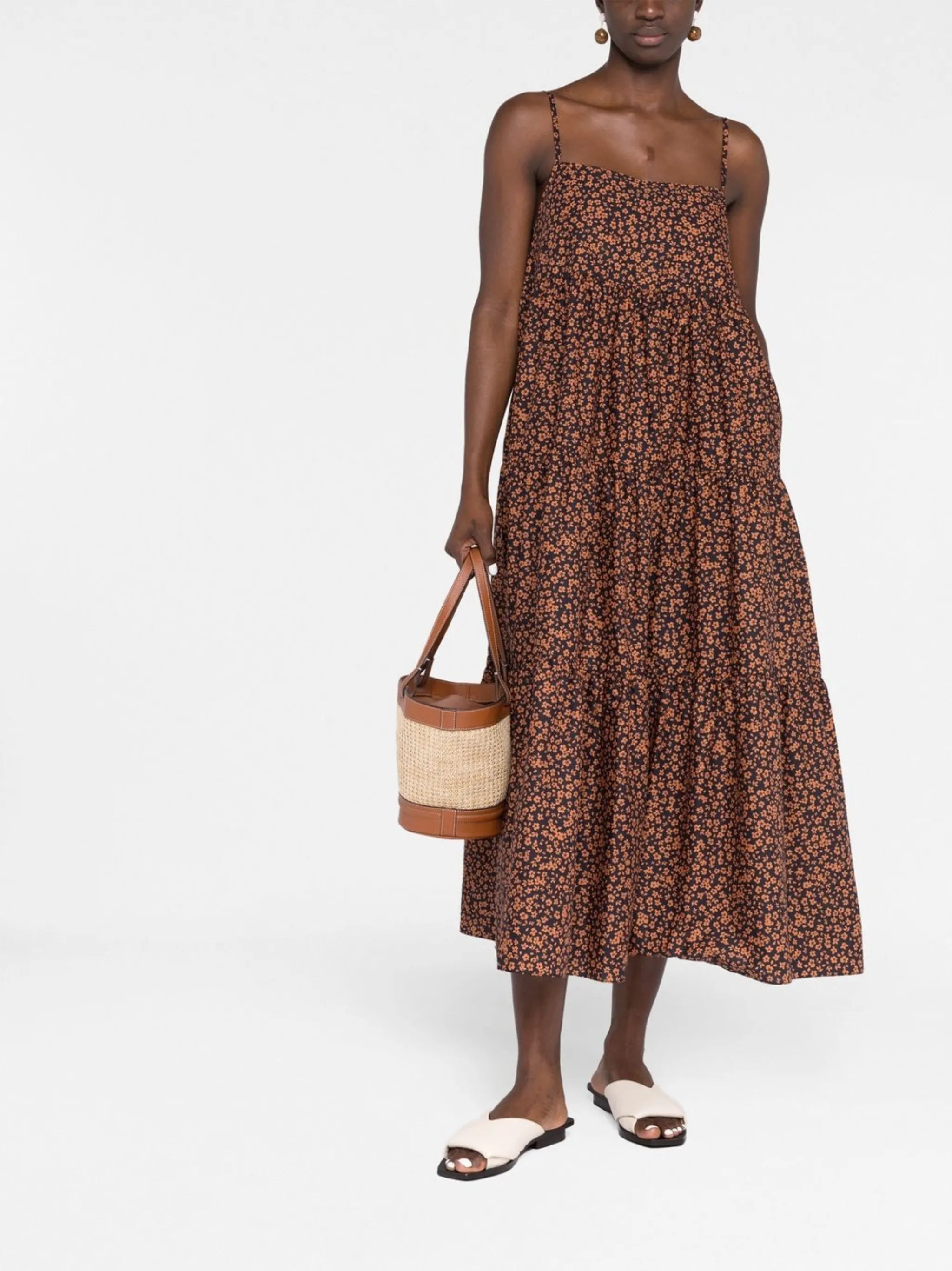 square-neck graphic-print dress