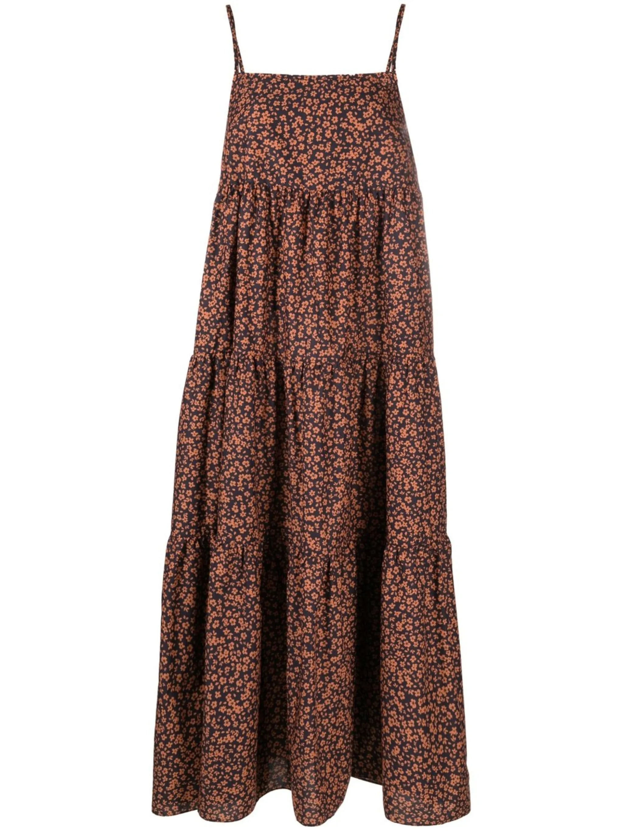 square-neck graphic-print dress