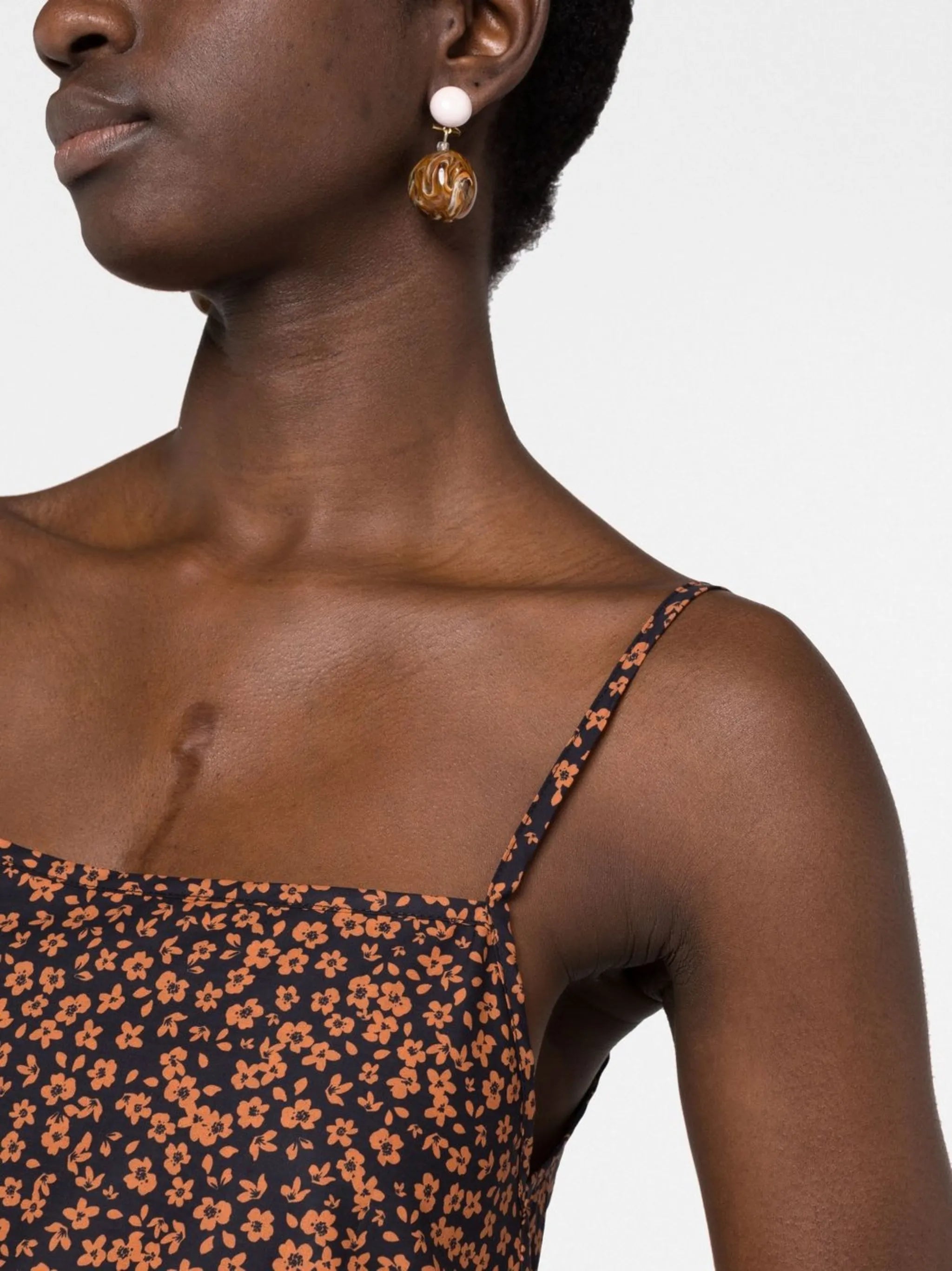 square-neck graphic-print dress