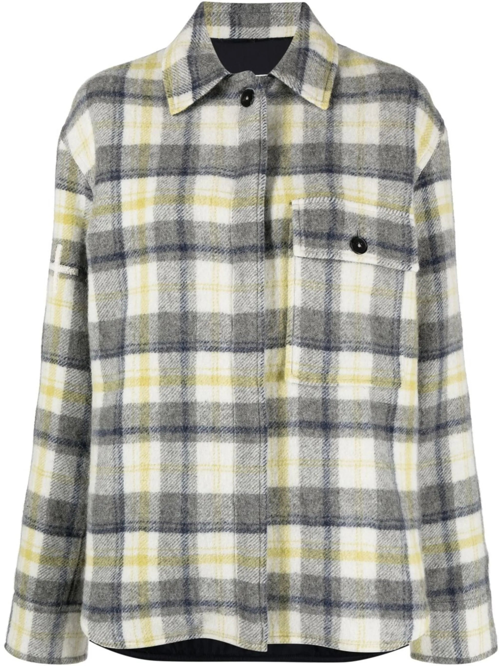 logo-print checked shirt jacket