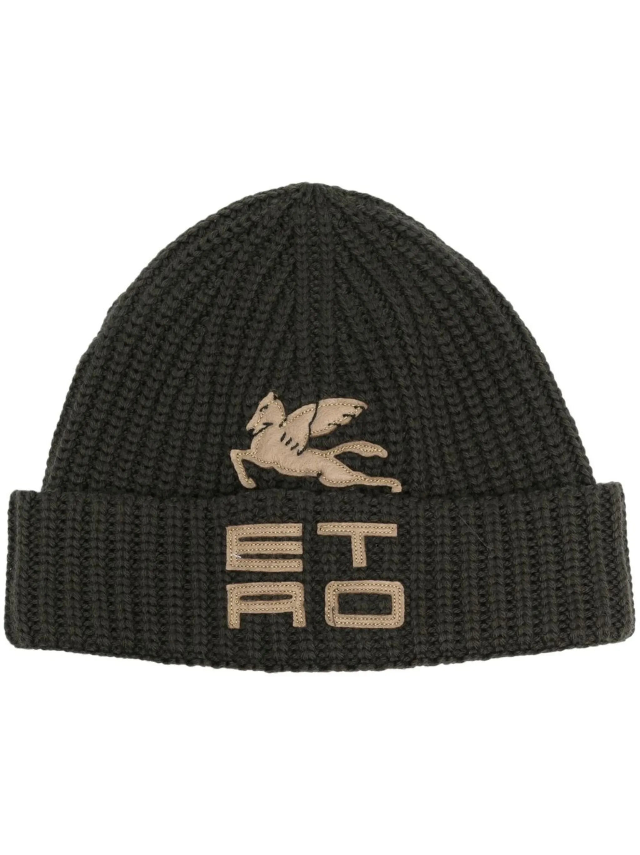 ribbed embroidered-logo beanie