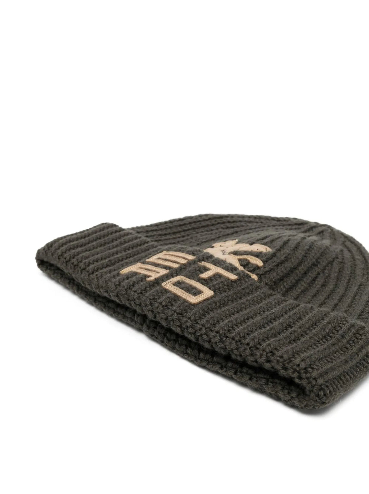 ribbed embroidered-logo beanie