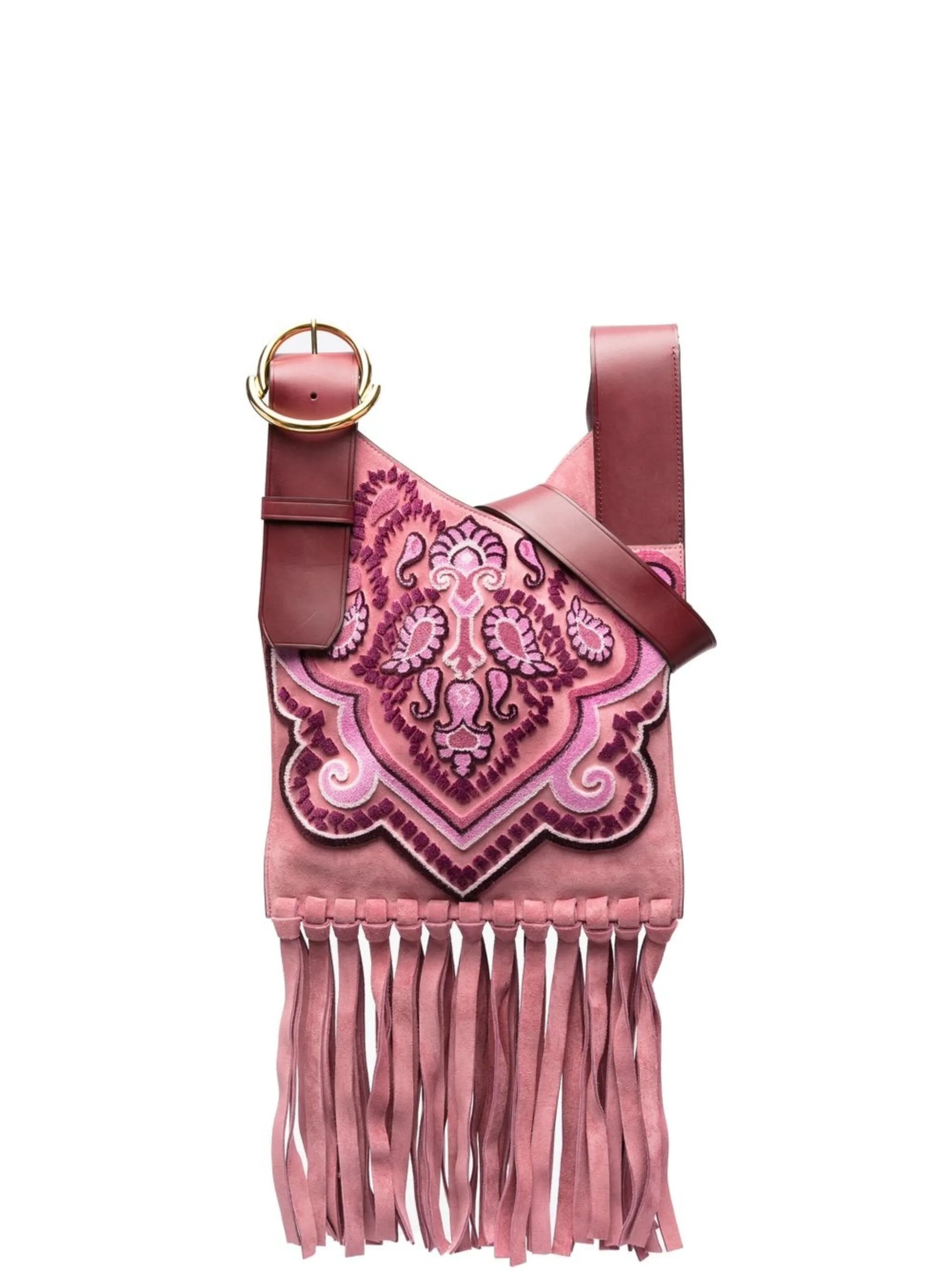 paisley-print fringed crossbody bag