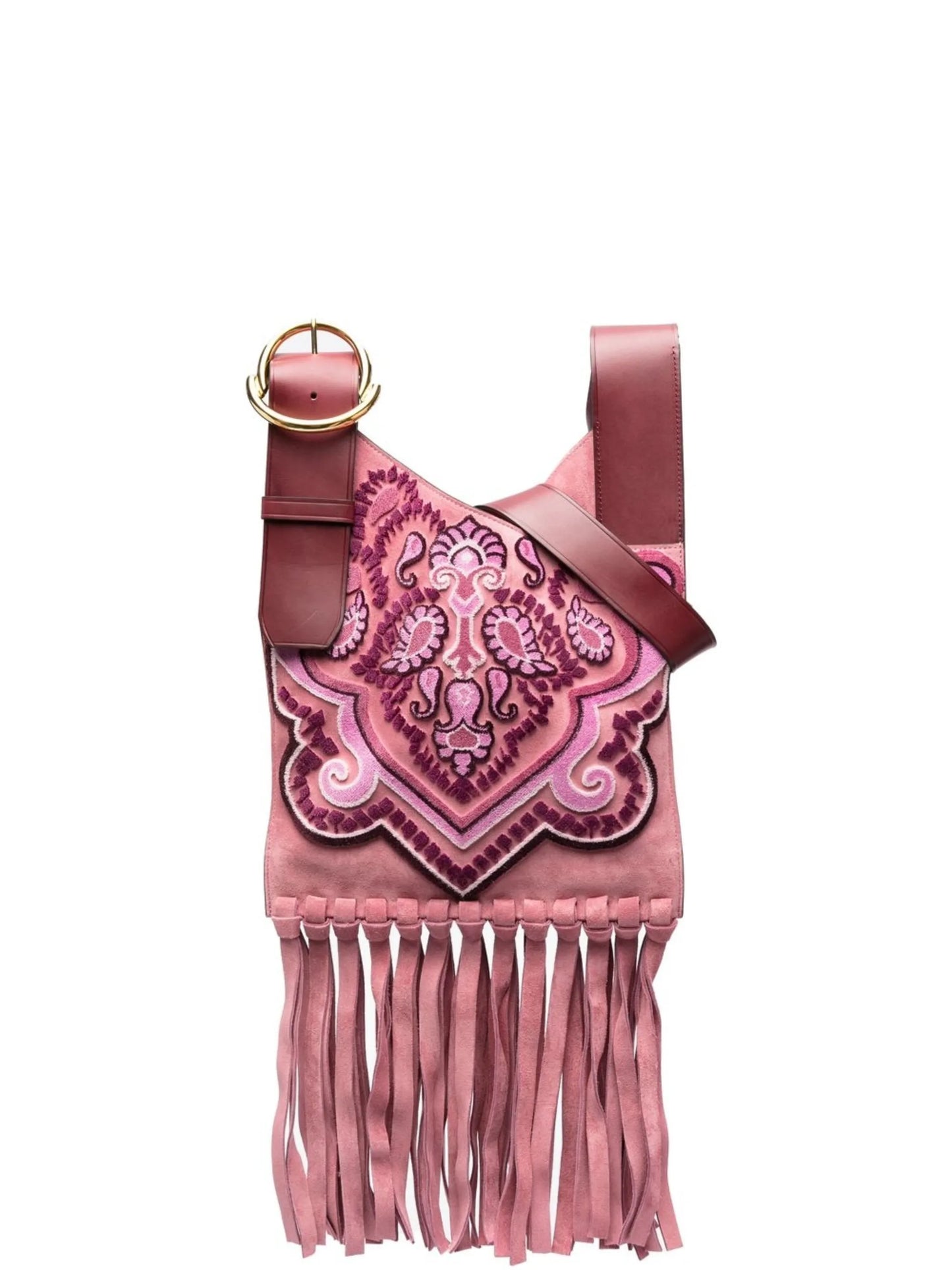 paisley-print fringed crossbody bag