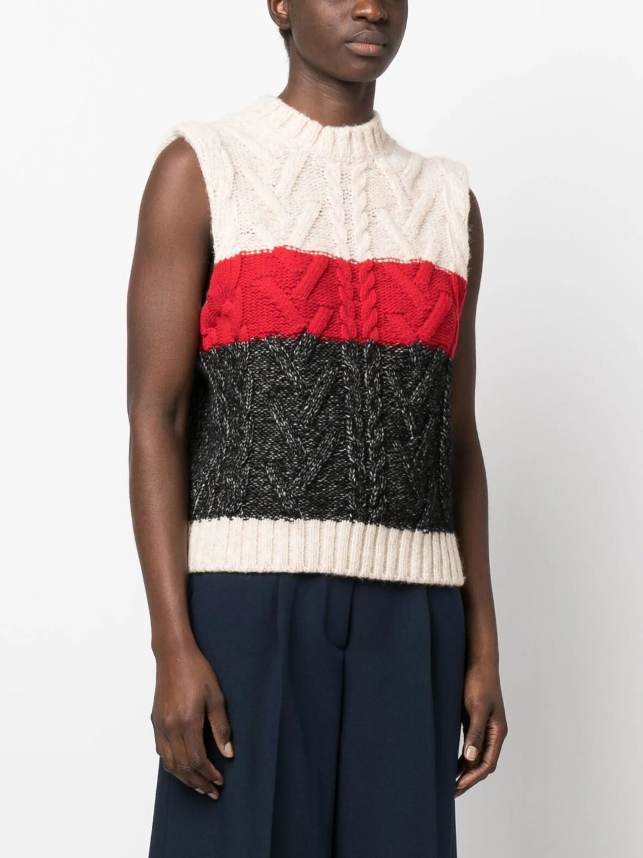 sleeveless cable-knit vest