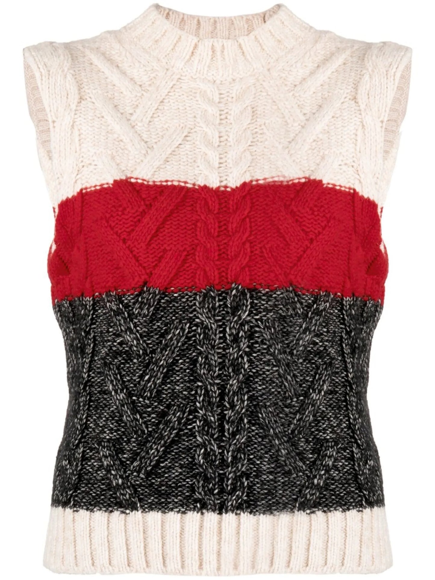 sleeveless cable-knit vest