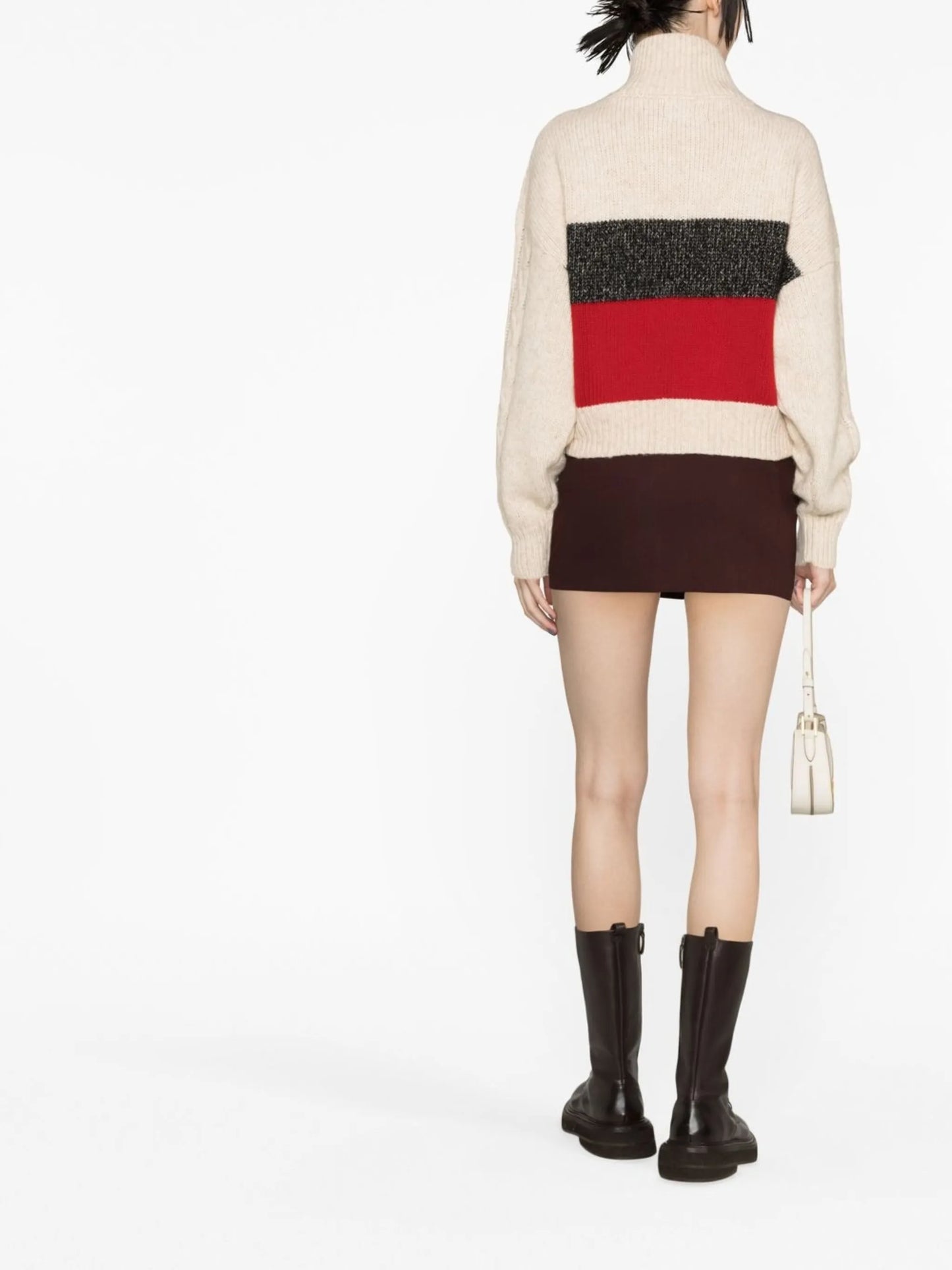high-neck cable-knit jumper