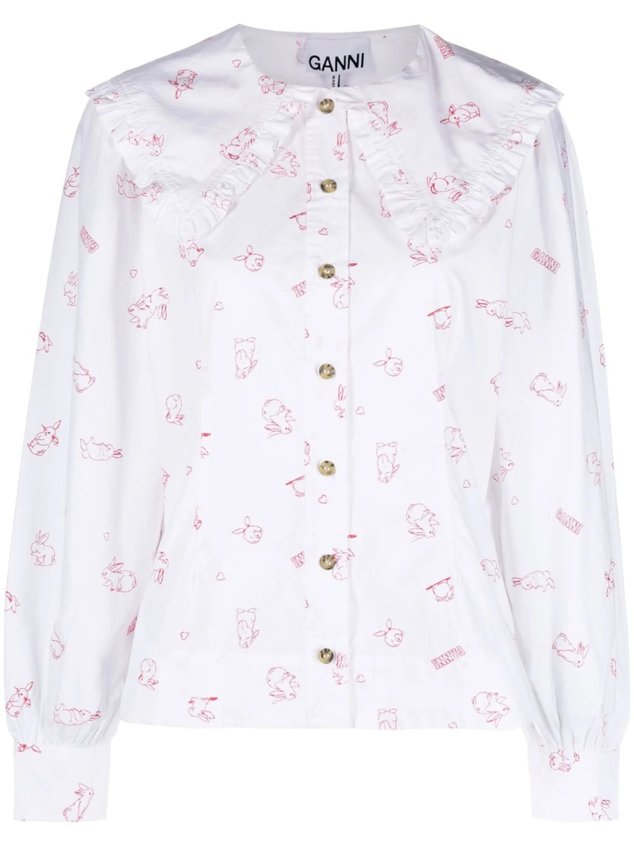 bunny-print long-sleeve blouse