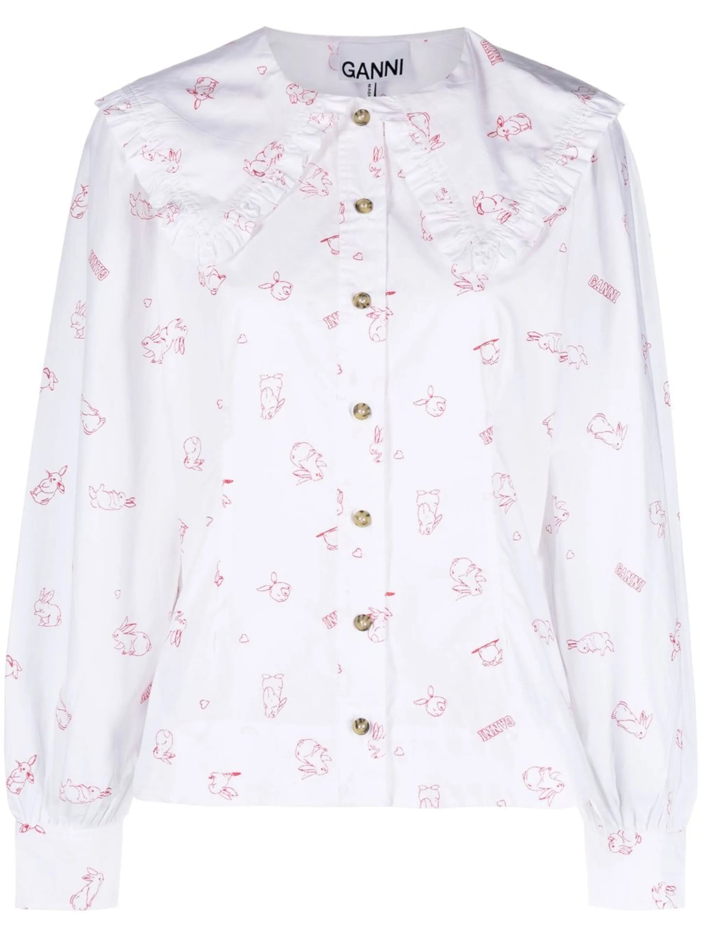 bunny-print long-sleeve blouse