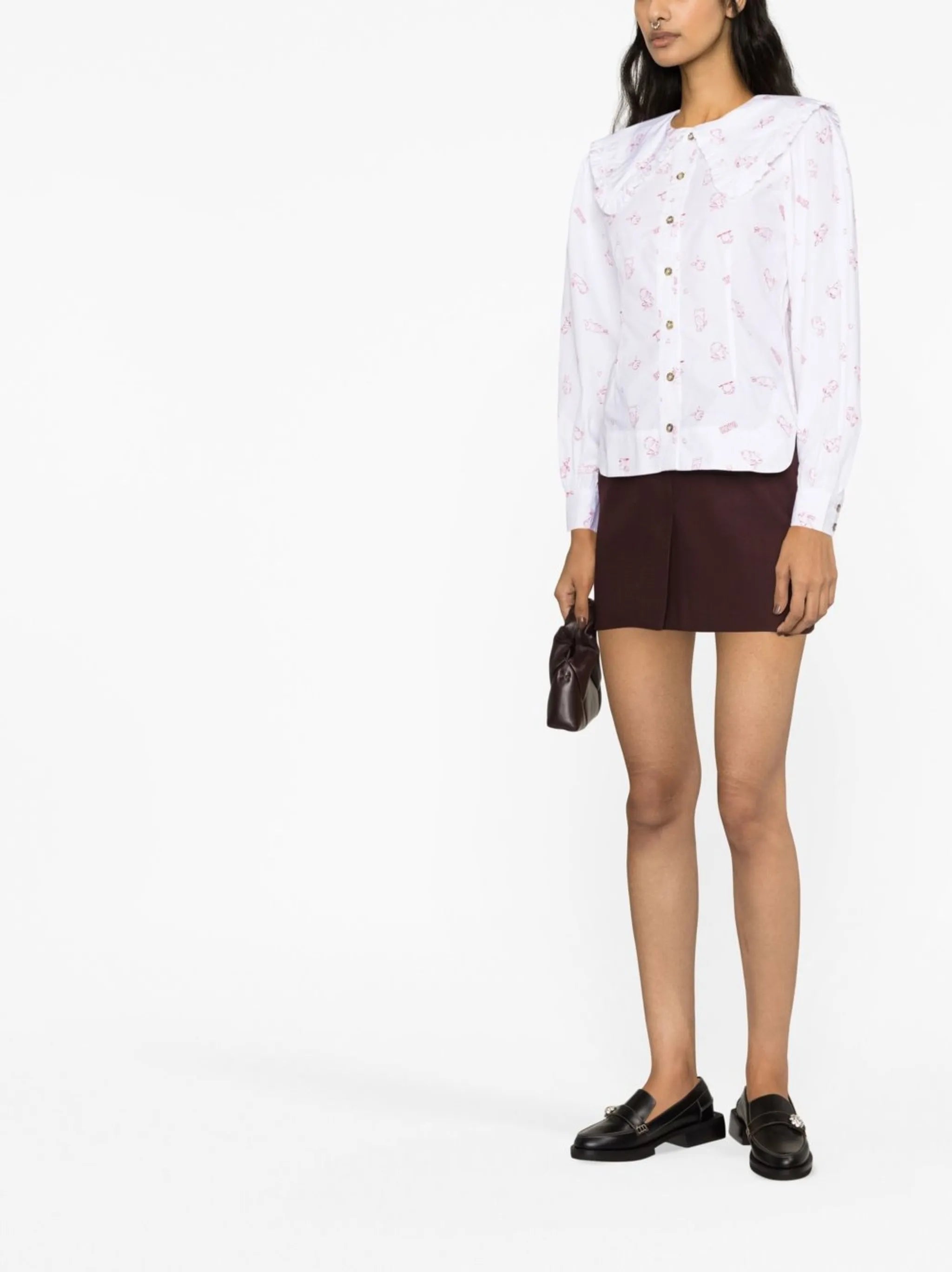 bunny-print long-sleeve blouse