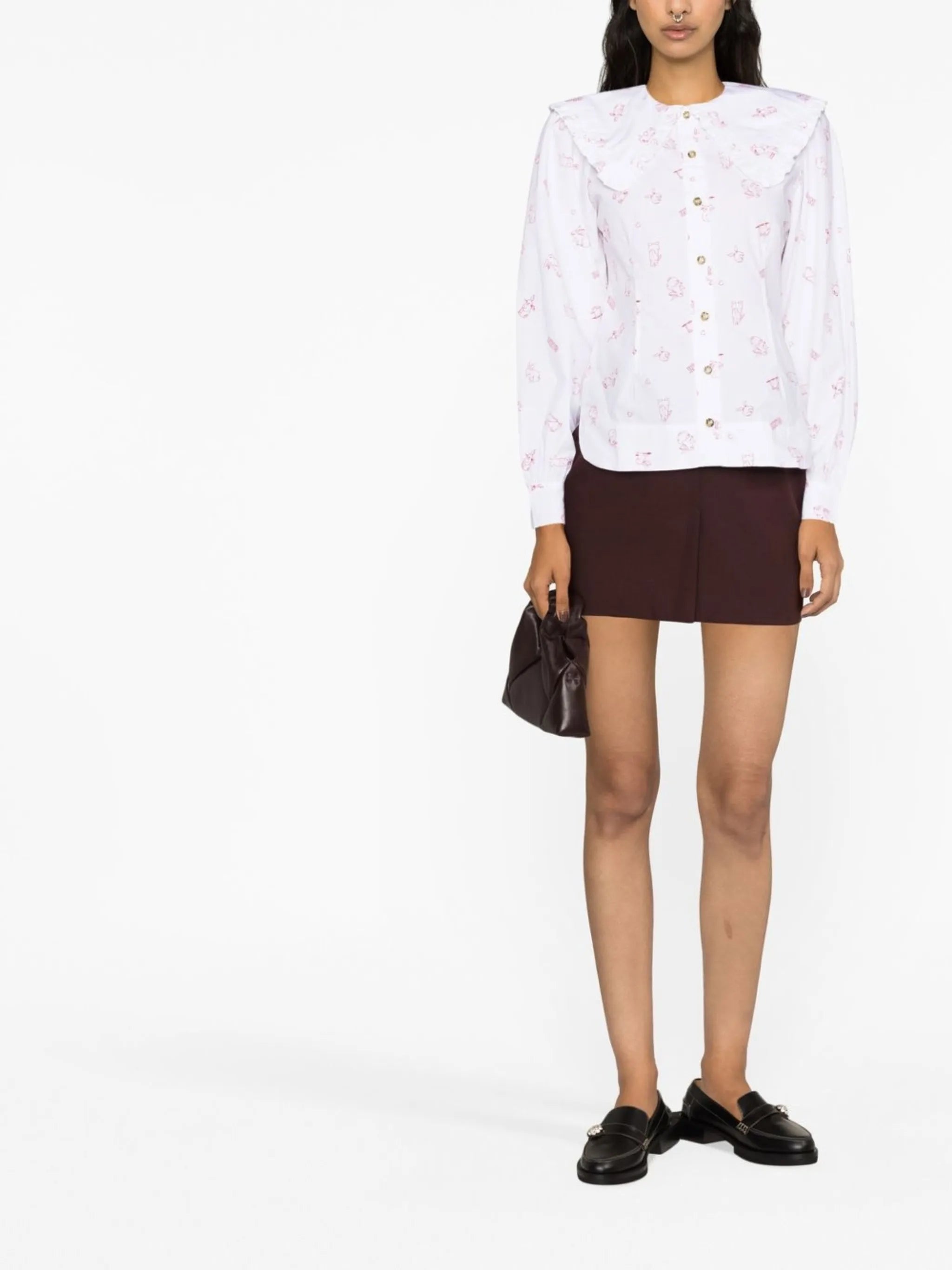 bunny-print long-sleeve blouse