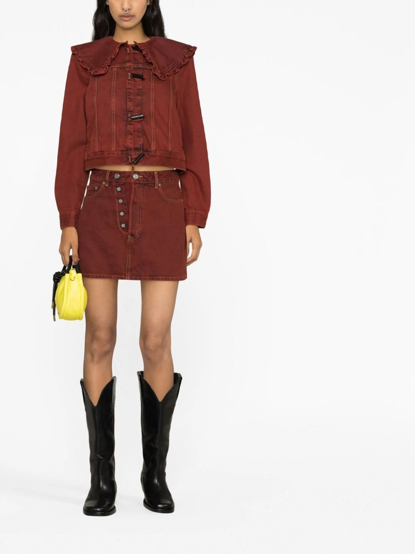 oversize-collar denim jacket